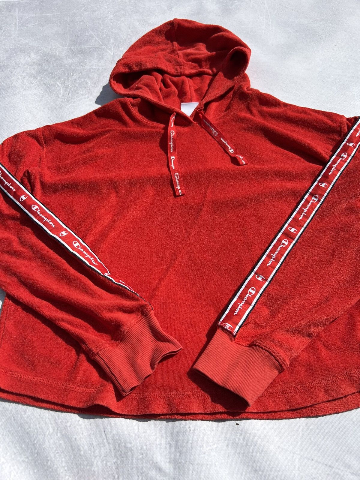 Champion Champion Women Flannel Red Hoodie Logo Tape Sleeves Size XXL Size XXL / US 16-18 / IT 52-54 - 5 Thumbnail