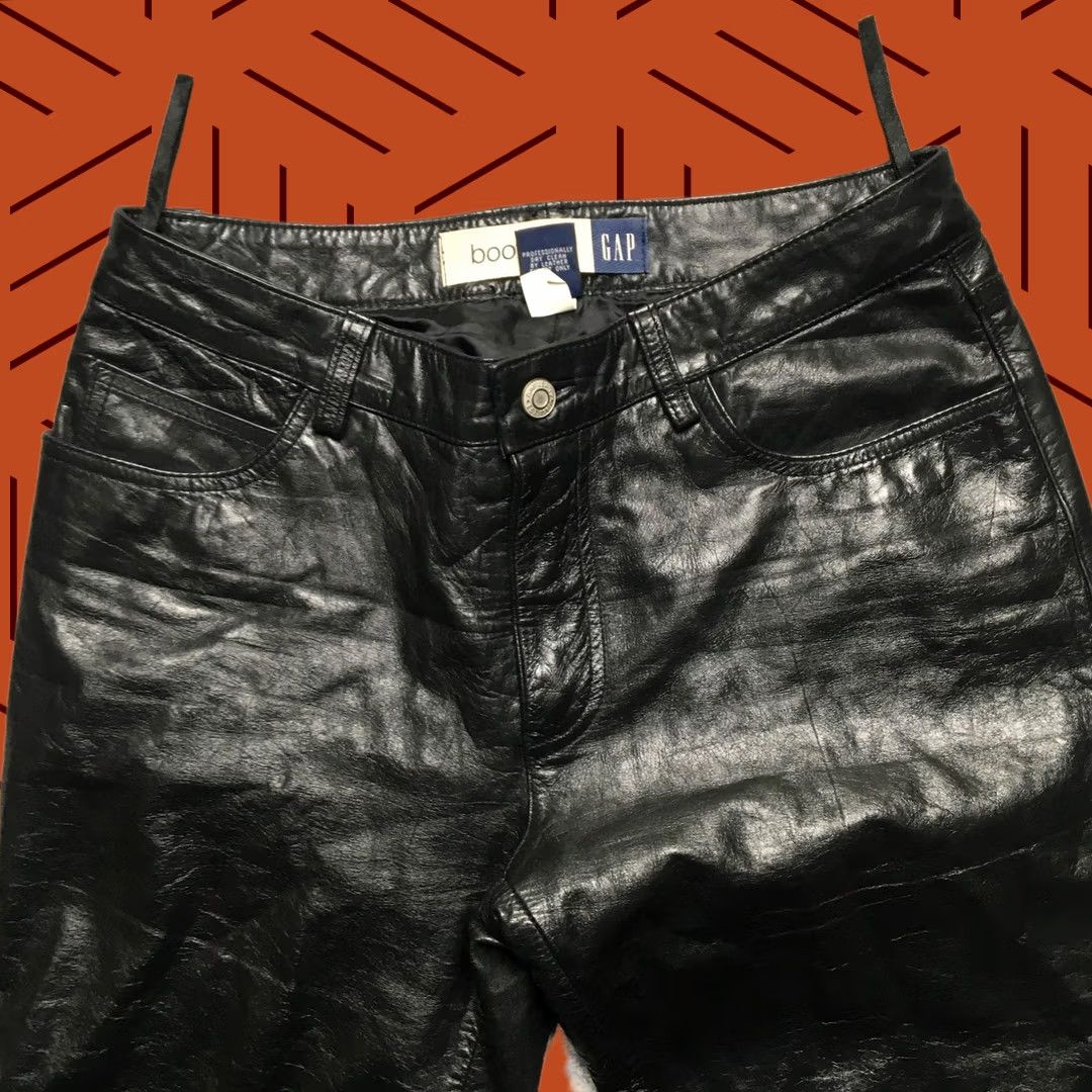Gap VTG Gap Boot Cut Leather Pants Womens 6 Black Lined Five Pocket Dressy Pants Jeans Size 28" / US 6 / IT 42 - 1 Thumbnail
