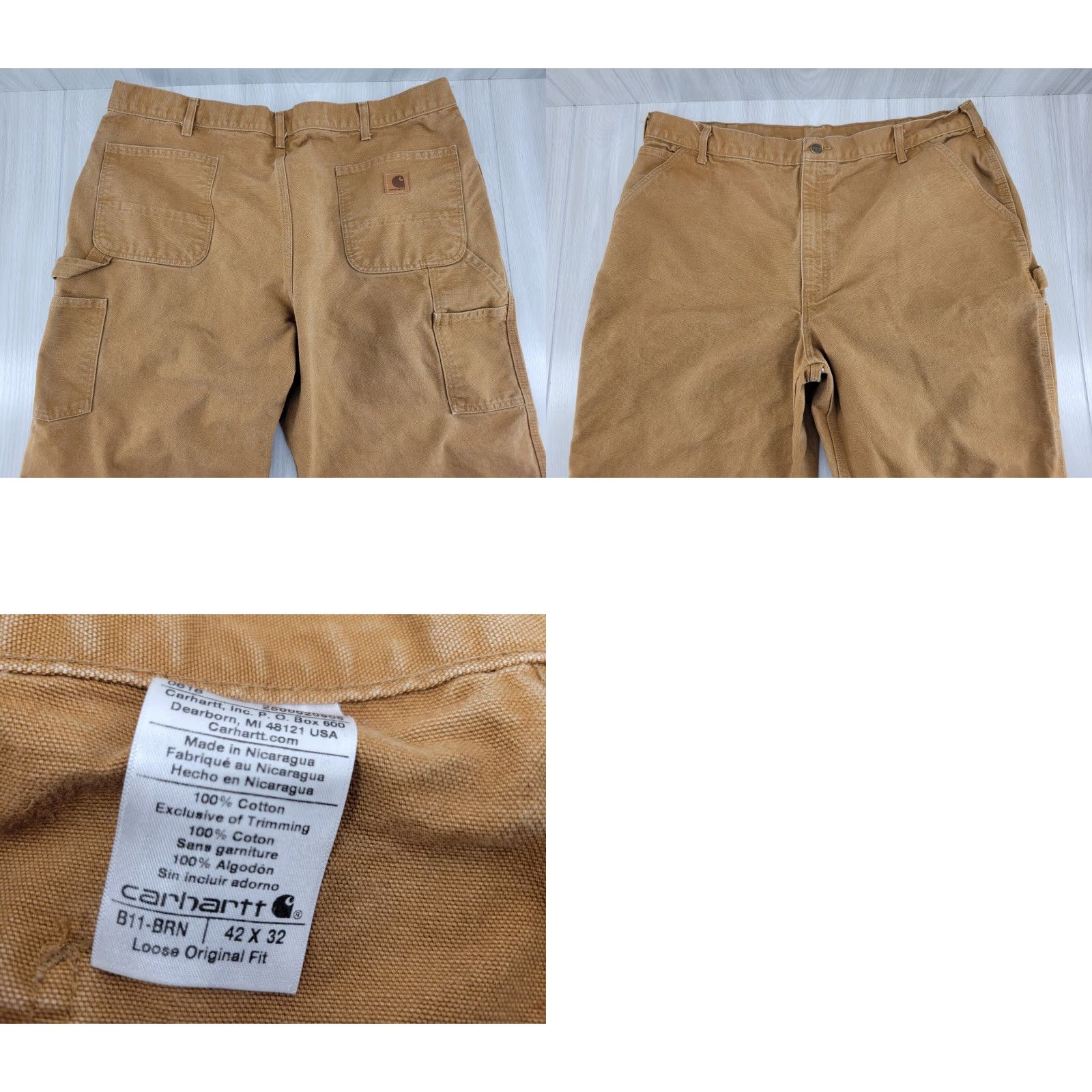 Carhartt VINTAGE Carhartt Pants, Carpenter Canvas, 42x32, Brown, 5-Pocket, Relaxed Fit, Zipper Closure, Cotton, Button/Loops, Workwear, Carhartt Size US 42 / EU 58 - 8 Thumbnail
