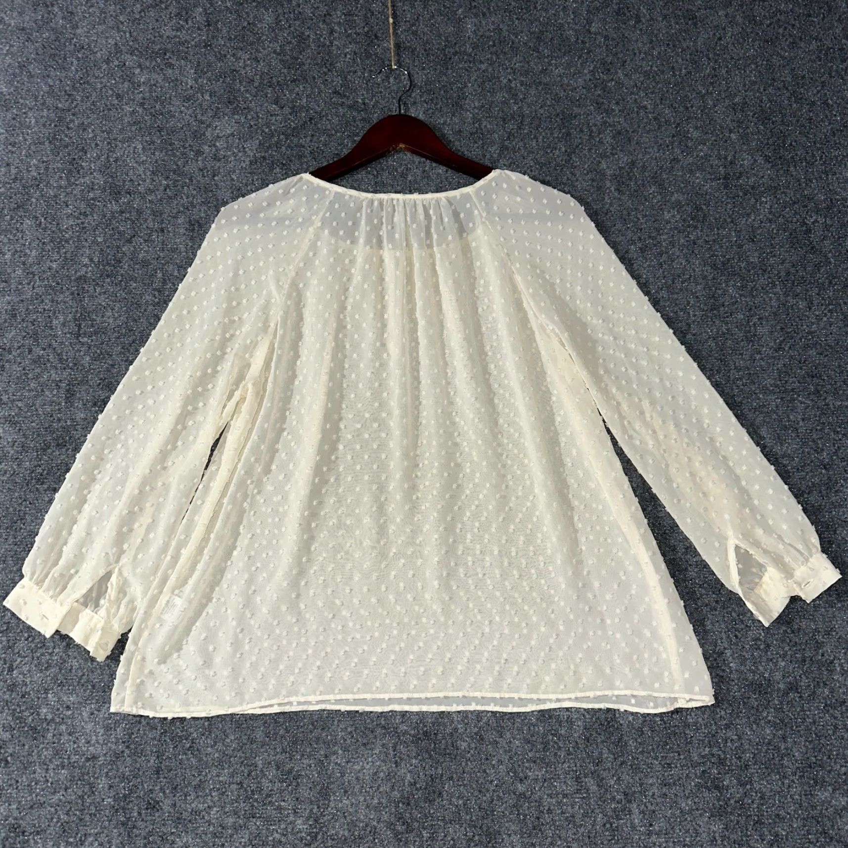 J.Crew J.CREW Blouse Womens Small Swiss Dot Peasant Sheer Keyhole Neck Long Sleeve Top Size S / US 4 / IT 40 - 6 Thumbnail