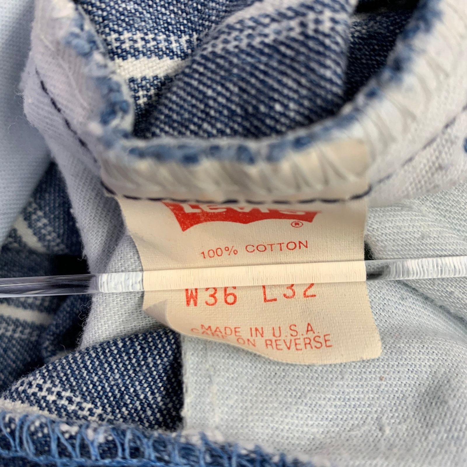 Levi's LEVI STRAUSS Blue White Stripe Denim Straight Pleated Jeans Size US 36 / EU 52 - 6 Thumbnail