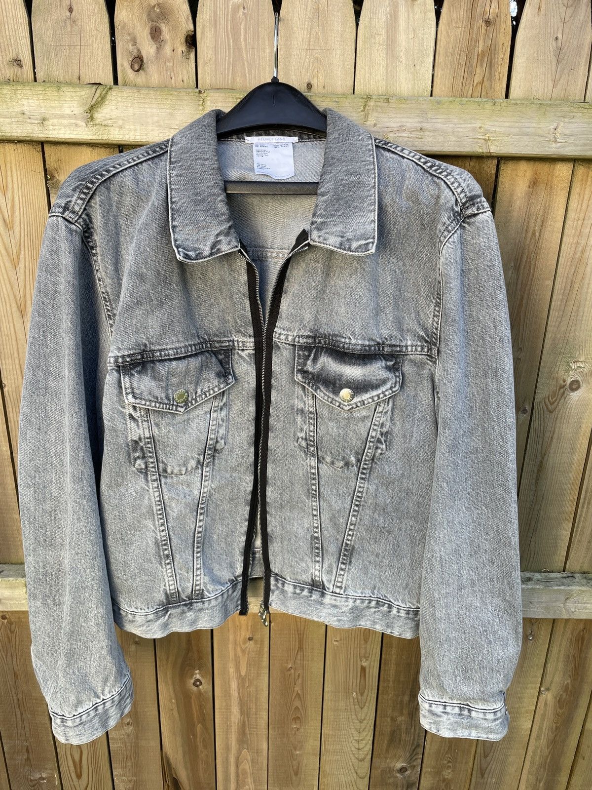 image of Helmut Lang Zip Denim Jacket in Grey, Men's (Size 2XL)