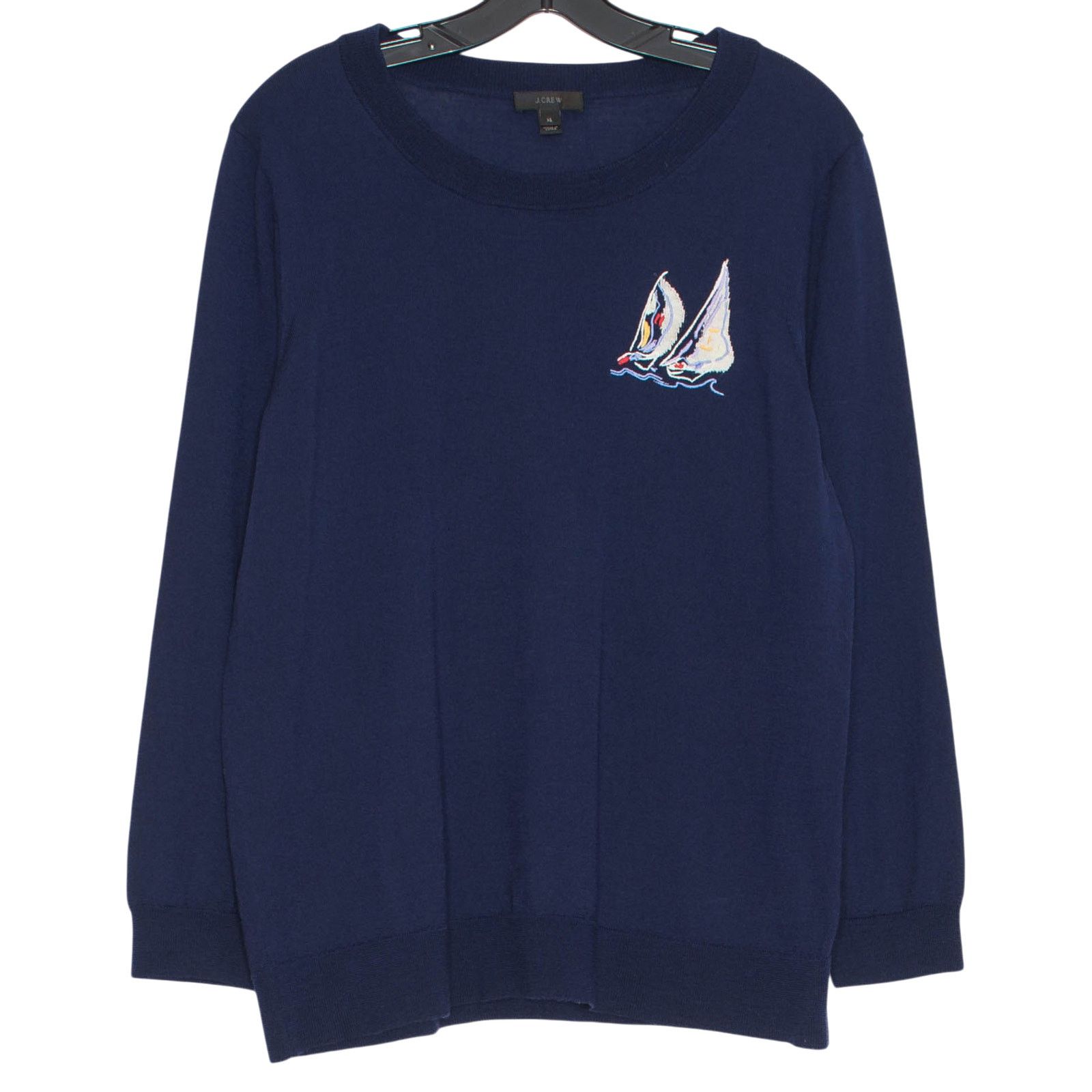 J.Crew J Crew Merino Wool Sweater Navy Blue Sailboat XL Coastal Size XL / US 12-14 / IT 48-50 - 1 Thumbnail
