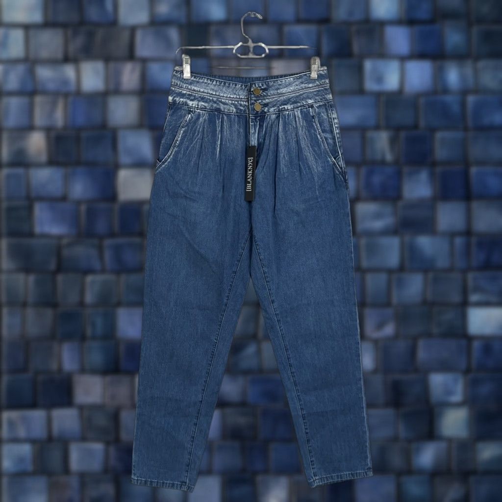 Vintage BLANKNYC Jeans Womens 26 Blue High Rise Denim Pleated Tapered Balloon Bo Legged Size 26" / US 2 / IT 38 - 1 Thumbnail