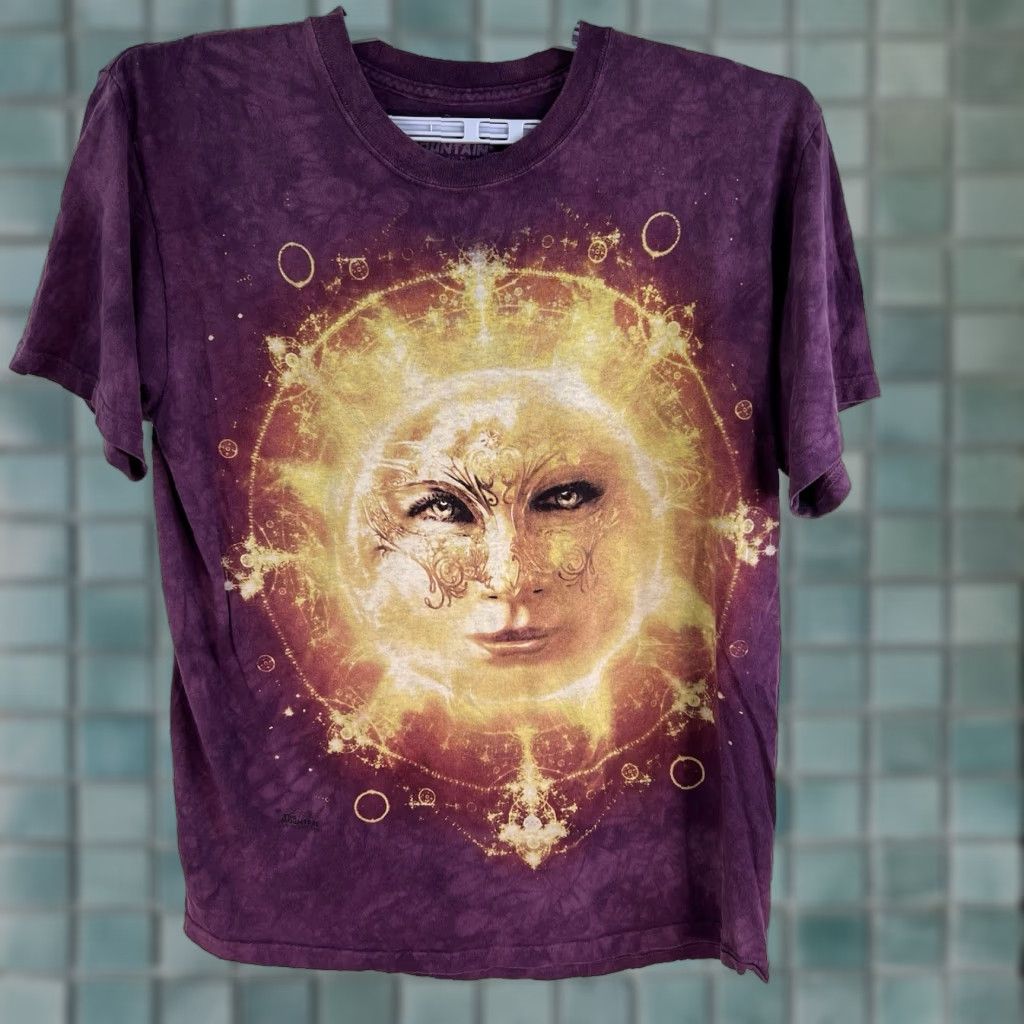 The Mountain The Mountain Mens T-Shirt 2010s Sun Face Tie-Dye Crew Neck Short Sleeve Purple Graphic Print All Seasons Size US M / EU 48-50 / 2 - 1 Thumbnail
