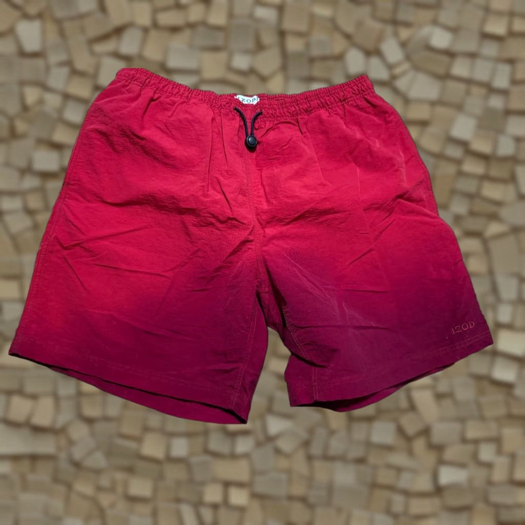 Izod IZOD PerformX Shorts Men’s Large Red Swim Trunks Tie Waist Trunks Beach Vintage No Size US 33 - 1 Thumbnail