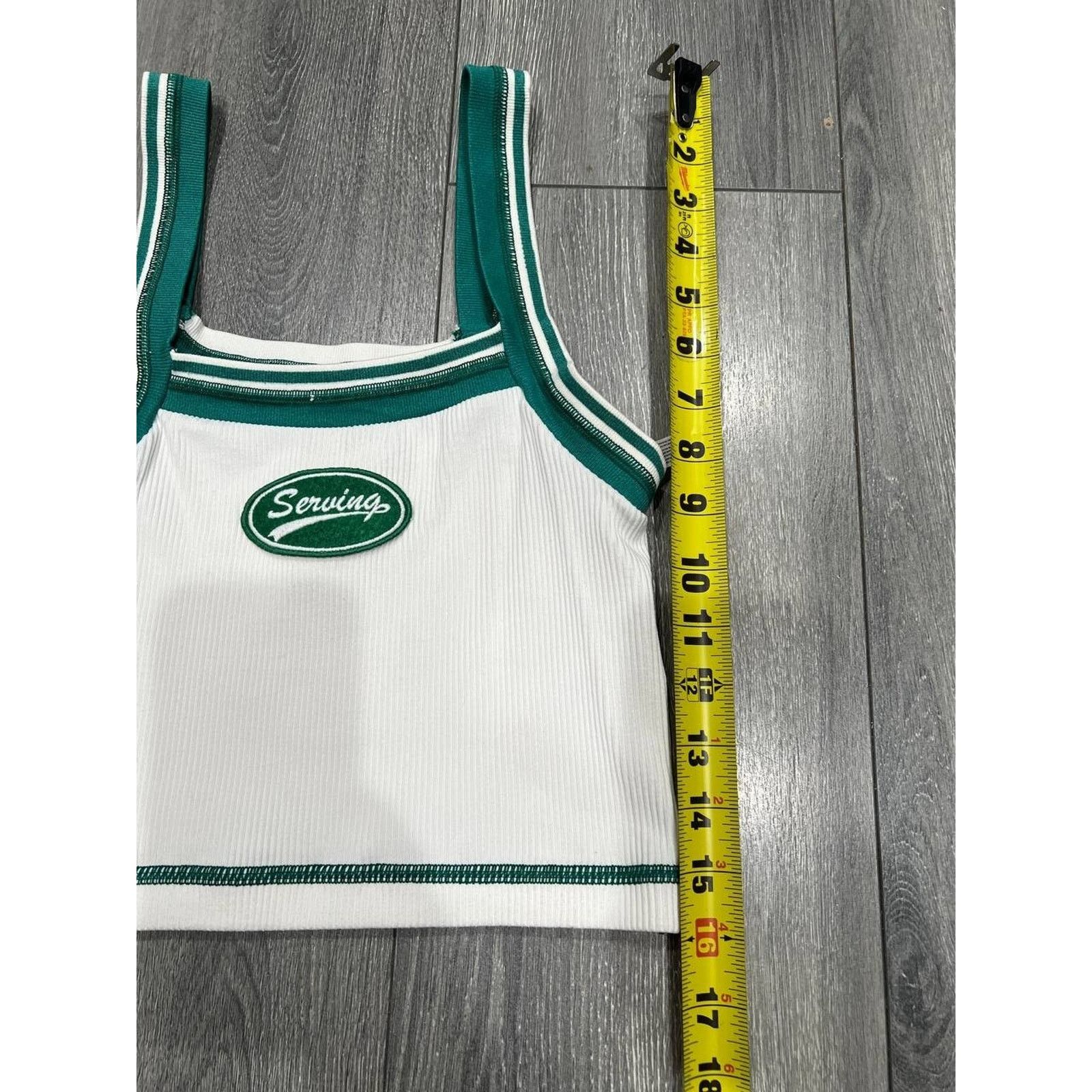 Urban Outfitters Out From Under White Tank Top Y2K with Gree Trim M/L A003155 Size M / US 6-8 / IT 42-44 - 7 Thumbnail