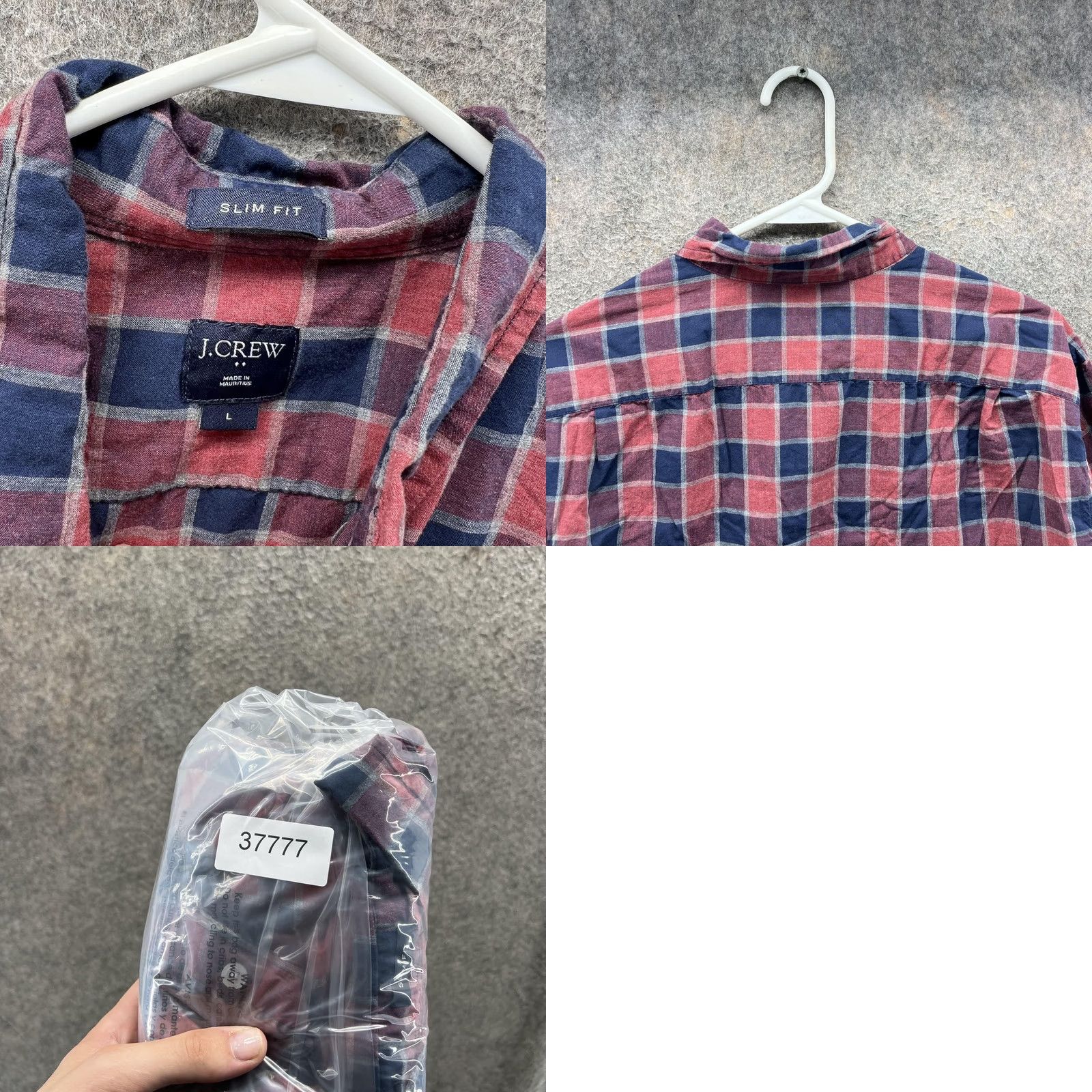 J.Crew J.Crew Shirt Mens Large Red Blue Plaid Slim Fit Button-Down Cotton Casual Shirt Size US L / EU 52-54 / 3 - 8 Thumbnail