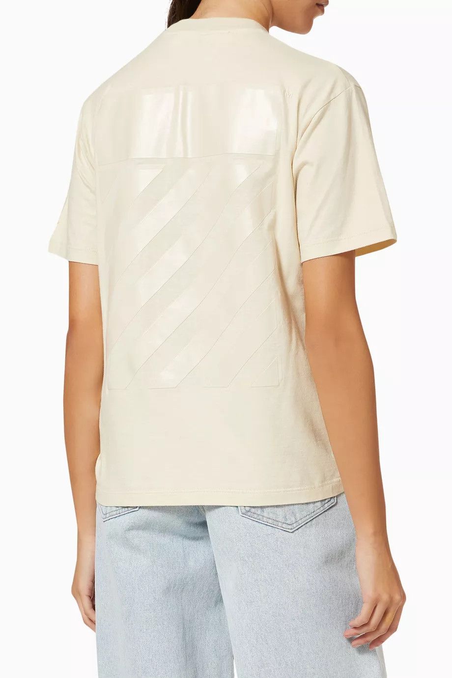 Off-White o1y1225 Crewneck T-Shirt in Beige Size XXS / US 00 / IT 34 - 2 Thumbnail