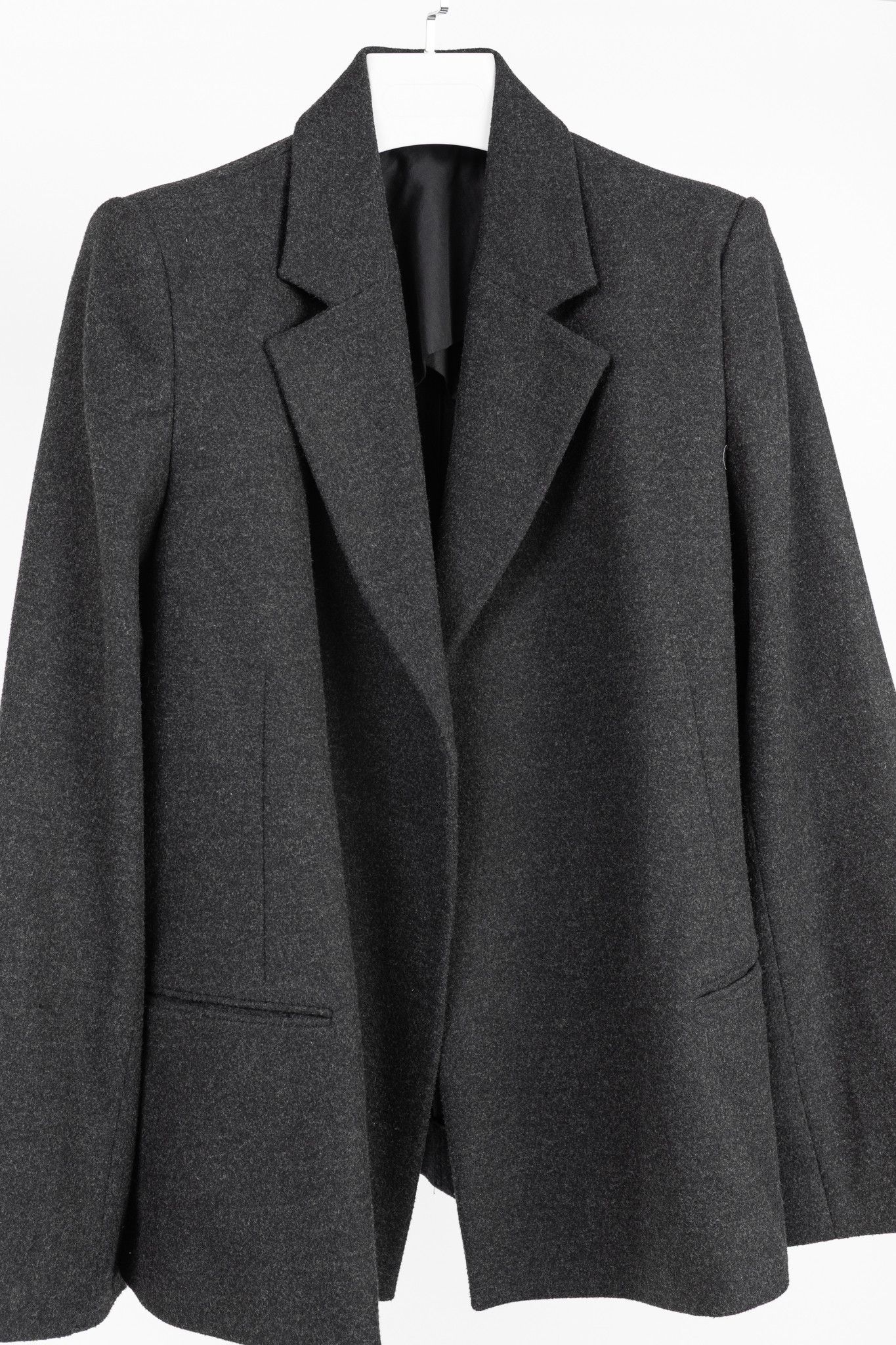 Toteme Toteme Bonce Dark Grey Melange Wool-Blend Open Blazer Size S / US 4 / IT 40 - 3 Thumbnail