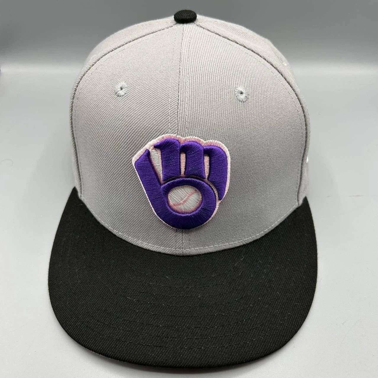 New Era Milwaukee Brewers Hat Men 7 3/8 59Fifty New Era MLB Fitted Size ONE SIZE - 1 Thumbnail
