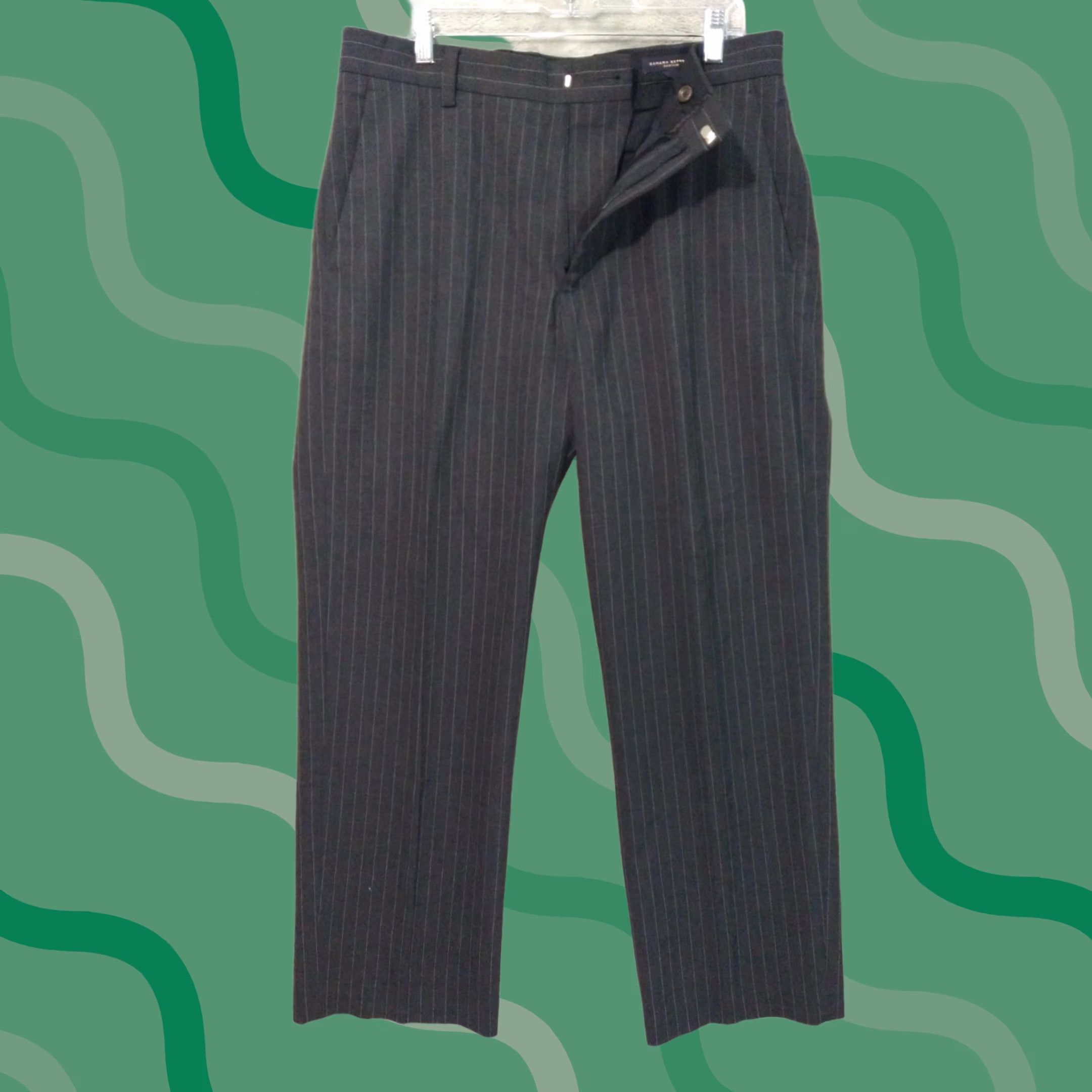 Banana Republic Banana Republic Pants Mens 34x30 Gray Striped Wool Dress Dawson Straight Leg Shirt Dress Pants Mens 34 Regular Gray Striped Wool Dress Pants Size US 34 / EU 50 - 1 Thumbnail