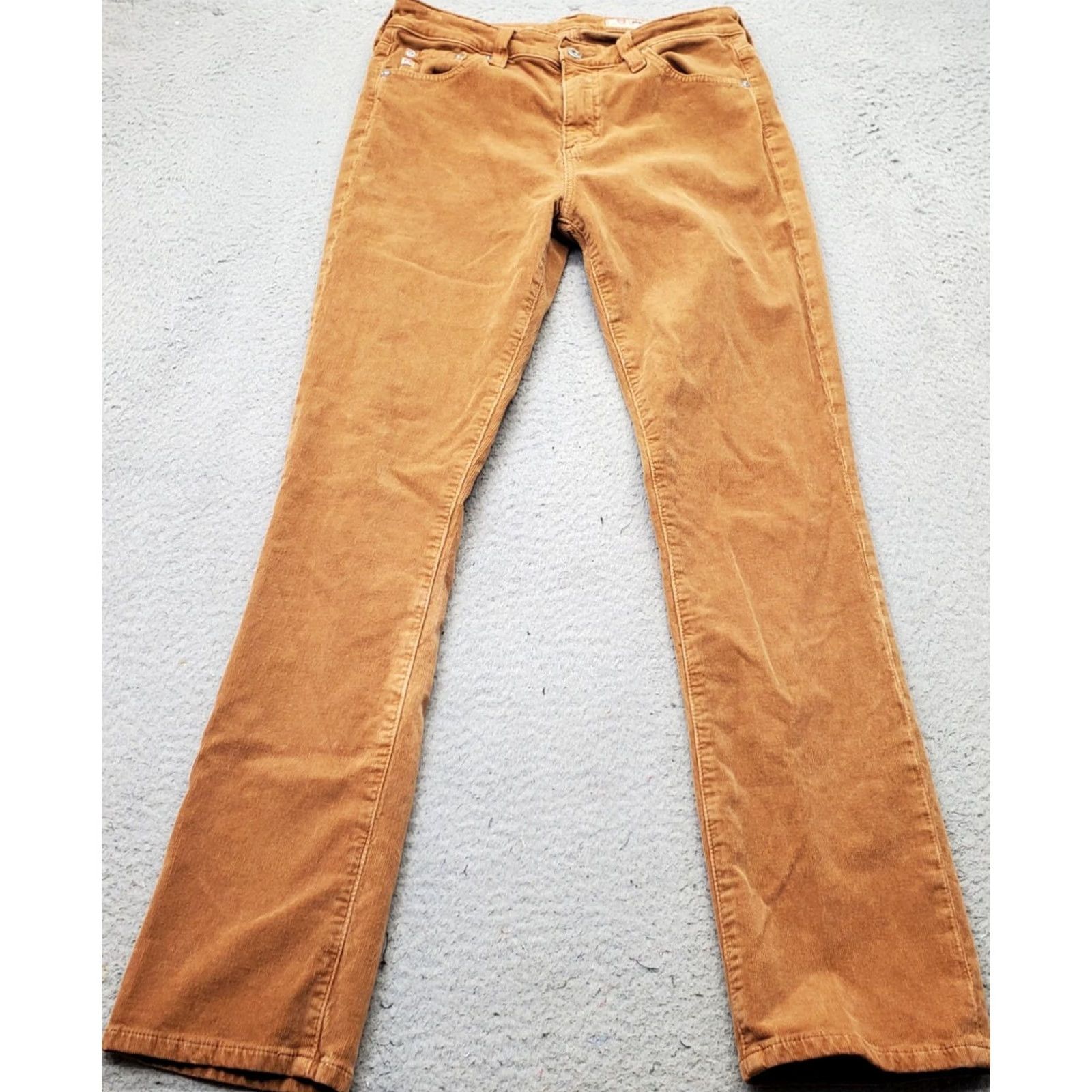 Vintage AG Adriano Goldschmied Womens Corduroy Mari Pants 27 High Rise Slim Fit Brown Size 27" / US 4 / IT 40 - 2 Thumbnail