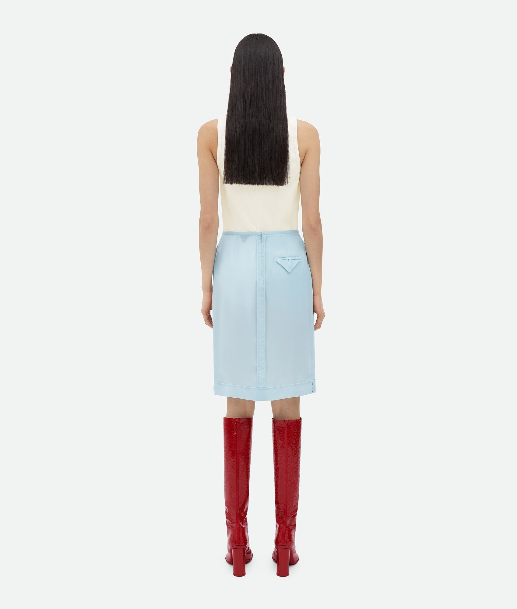 Bottega Veneta o1s1rm1025 Sheer Cupro Midi Skirt in Dusk Blue Size 27" / US 4 / IT 40 - 3 Thumbnail