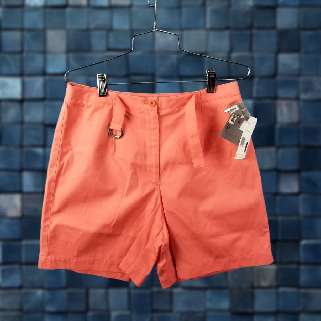 Liz Claiborne Liz Claiborne Lizsport Belted Casual Golf Shorts Sz 10 Pink NWT, 100% Cotton, Plaid, Belted, Casual, Golf, Women Size 32" / US 10 / IT 46 - 1 Thumbnail
