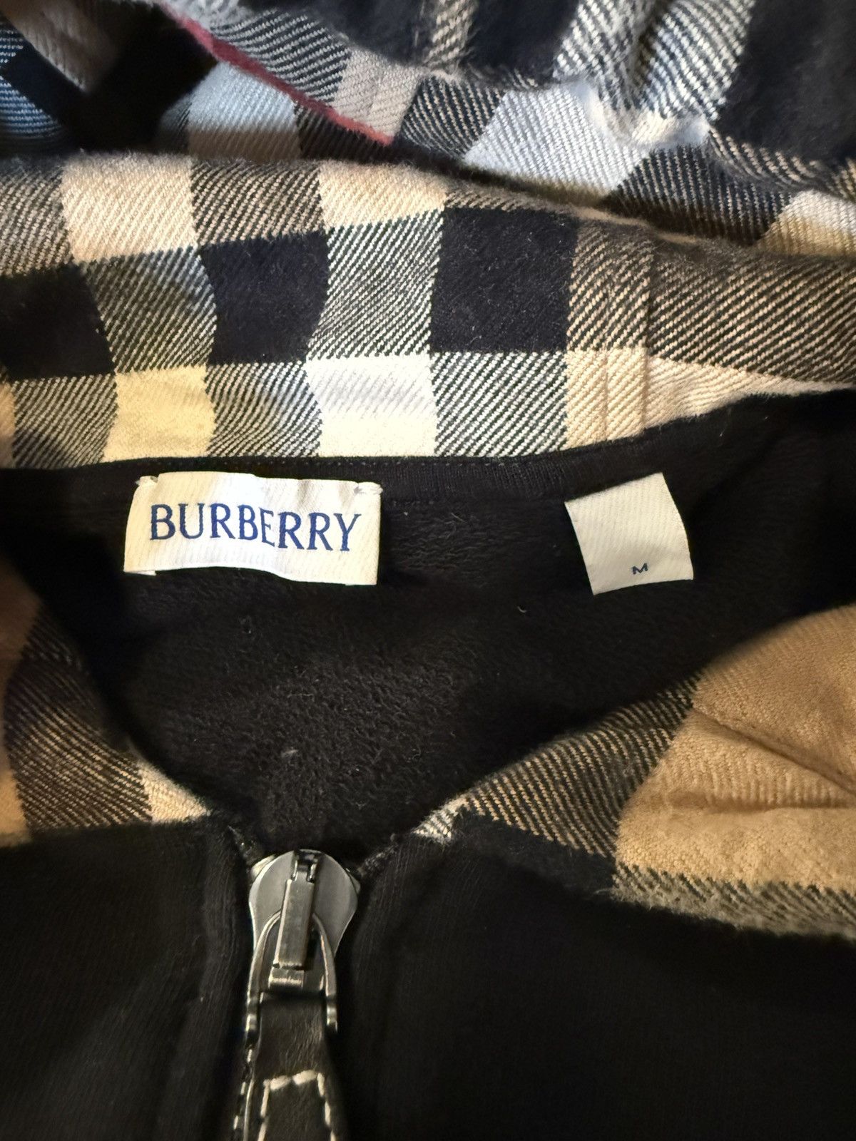 Burberry Burberry Black Check Hood Cotton Zip Hoodie Size US M / EU 48-50 / 2 - 3 Thumbnail