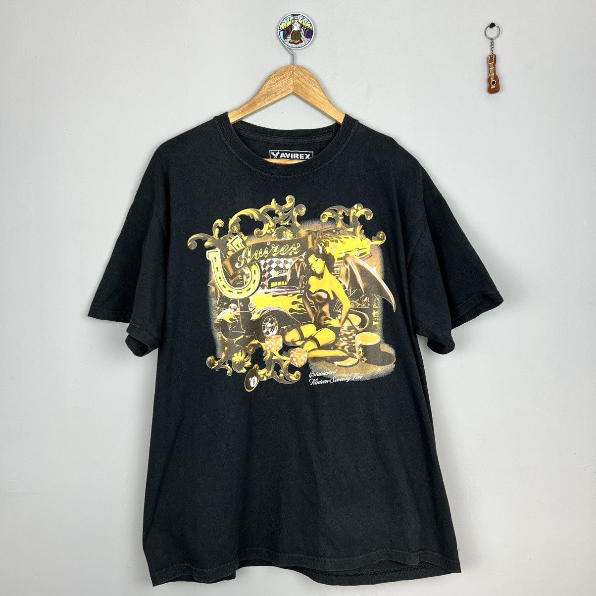 Avirex × Band Tees × Vintage Rare Avirex 2000s Casino Big Print Black t shirt Y2K Size US L / EU 52-54 / 3 - 1 Thumbnail