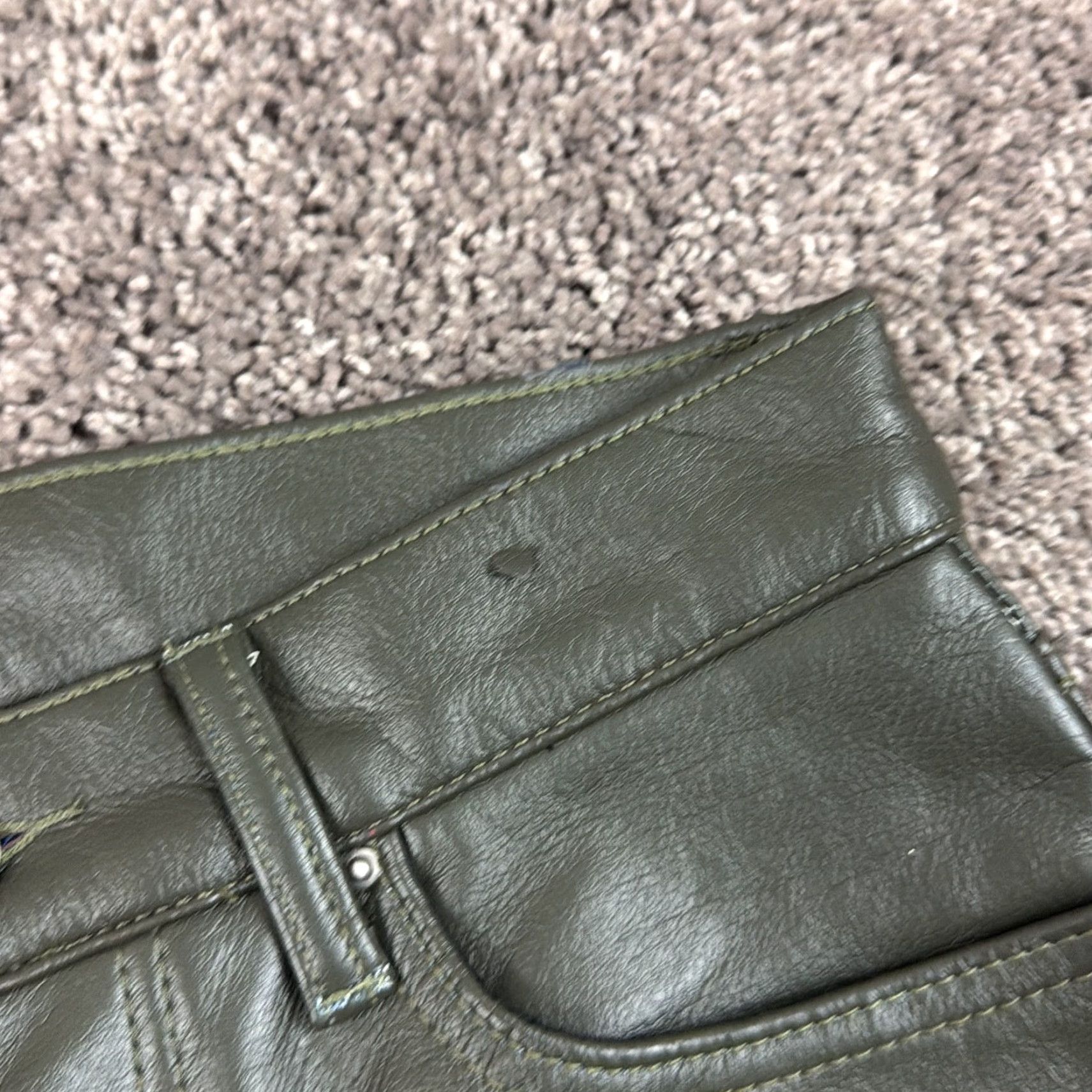 MNML MNML Pants Men 28 Green Cargo Faux Leather Slim Fit Low Rise Button Fly Straight Size US 28 / EU 44 - 5 Thumbnail