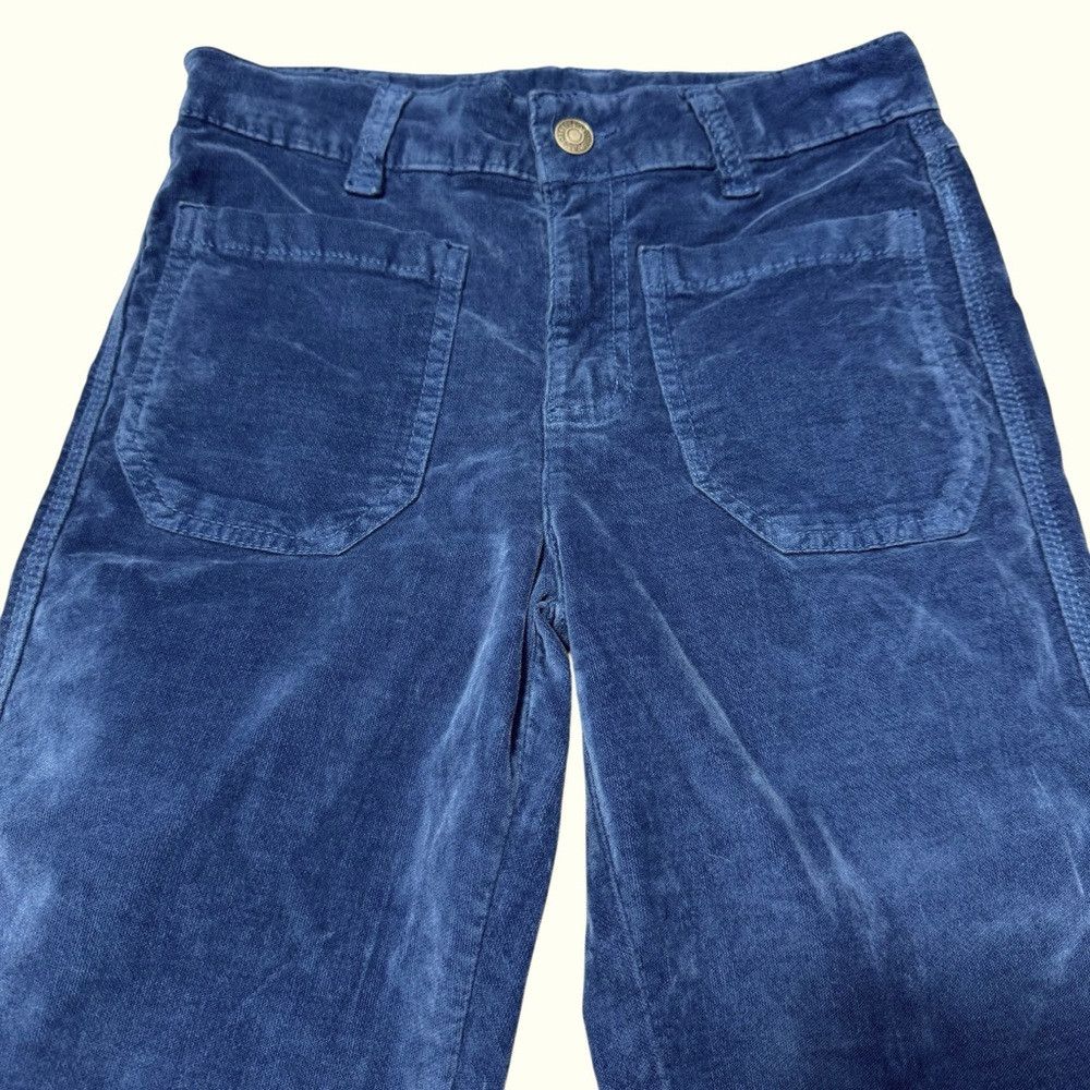 Free People New Free People High Time Velvet Kick Flare Crop Blue Pants Size 25" / US 0 / IT 36 - 4 Thumbnail