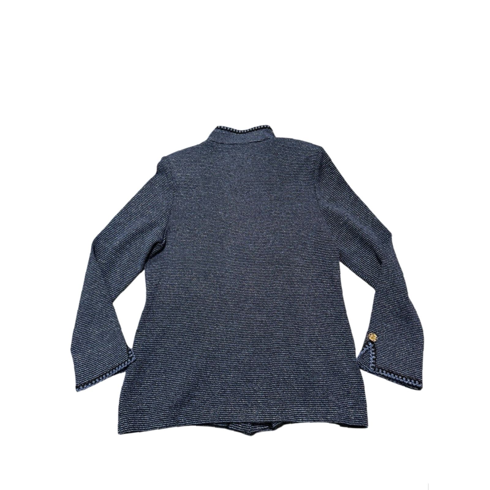 St. John St. John Collection Marie Gray Knit Jacket Black Blue Marled Gold Logo Buttons Size 10 Jacket Women Regular Knit Wool Front Button Vintage No Size L / US 10 / IT 46 - 7 Thumbnail
