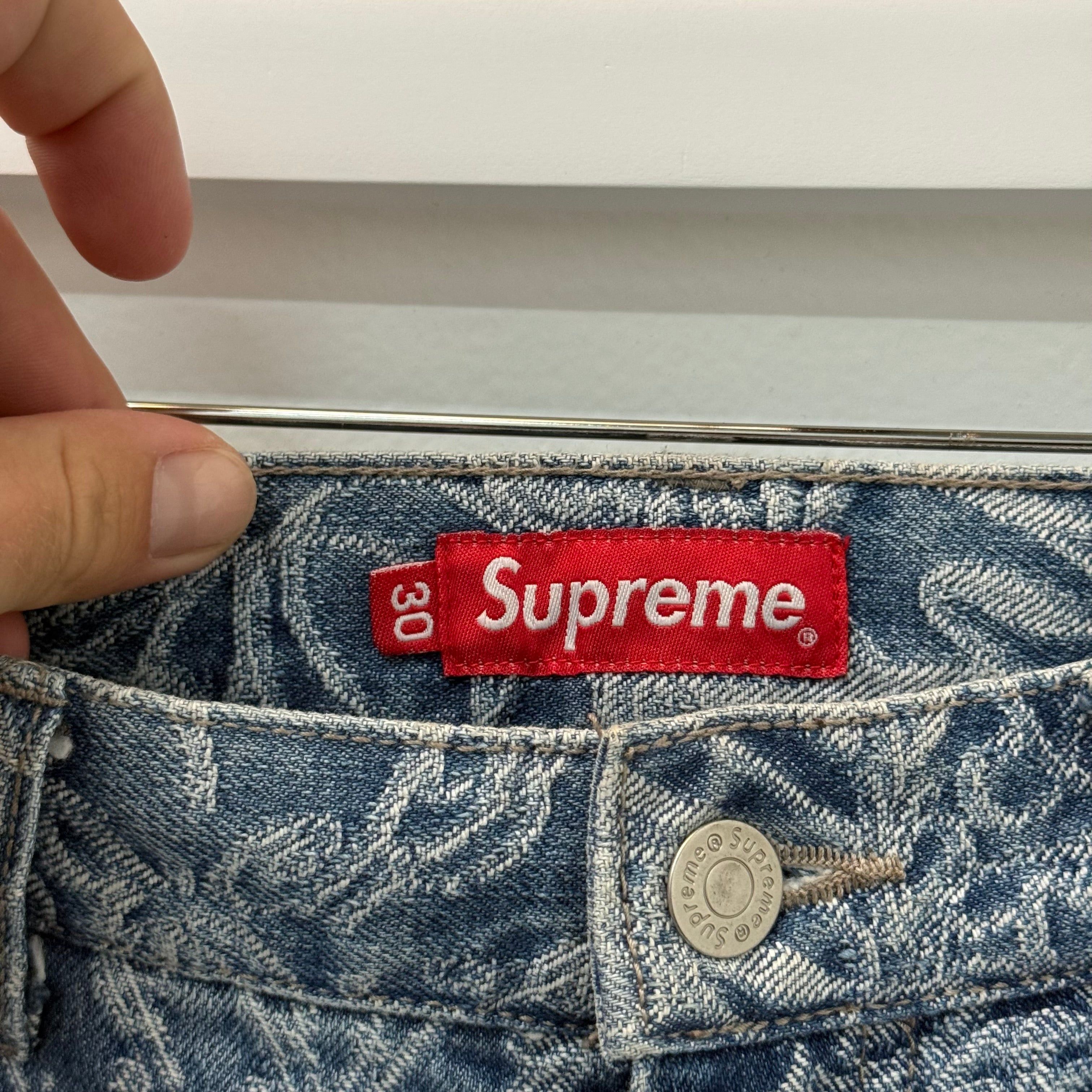 Supreme Supreme Script Jacquard Double Knee Denim Jeans - Size 30 Size US 30 / EU 46 - 4 Thumbnail