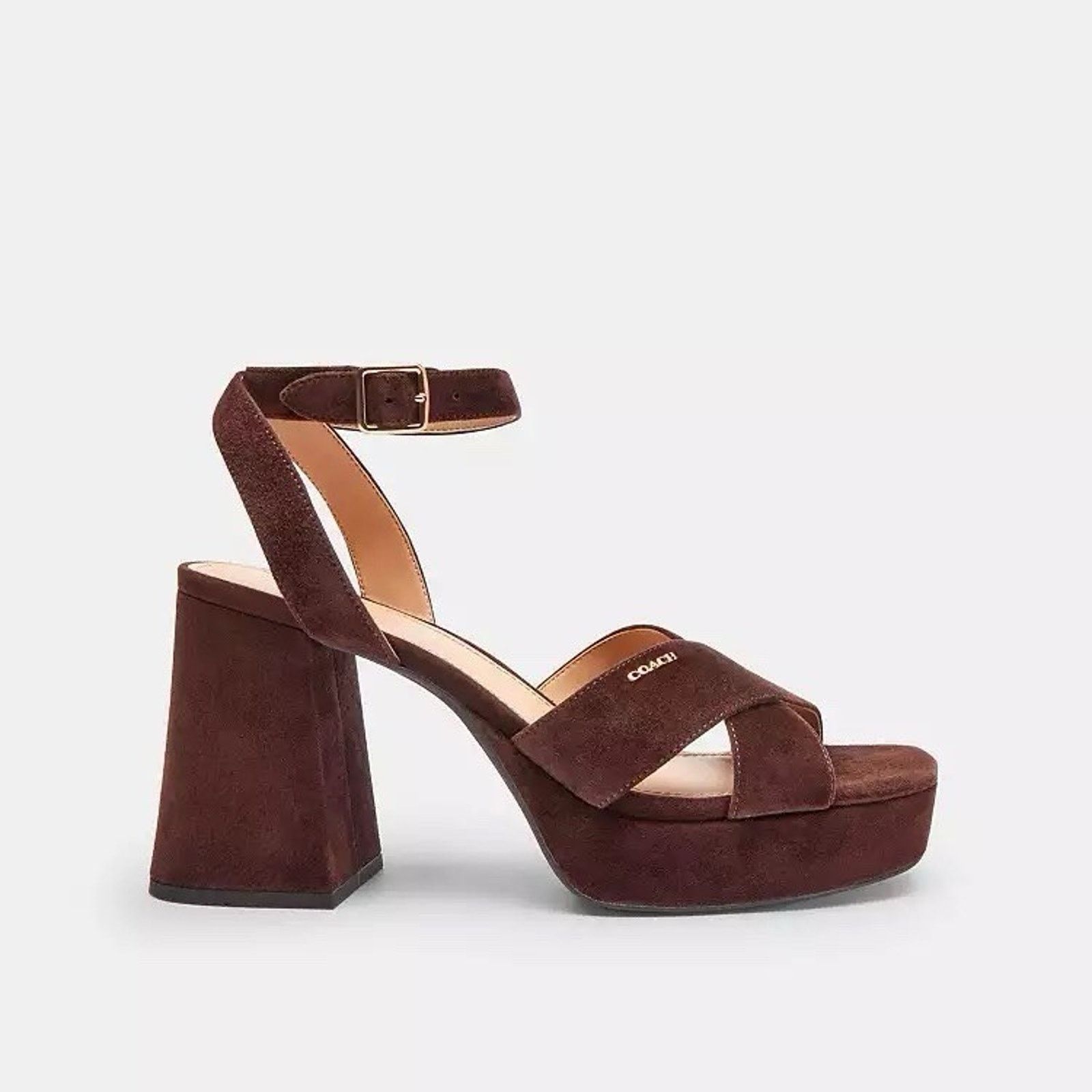 Coach NEW COACH Women's Block Heel Sandal Velvet CCI07 Maple us 8 Size US 8 / IT 38 - 4 Thumbnail