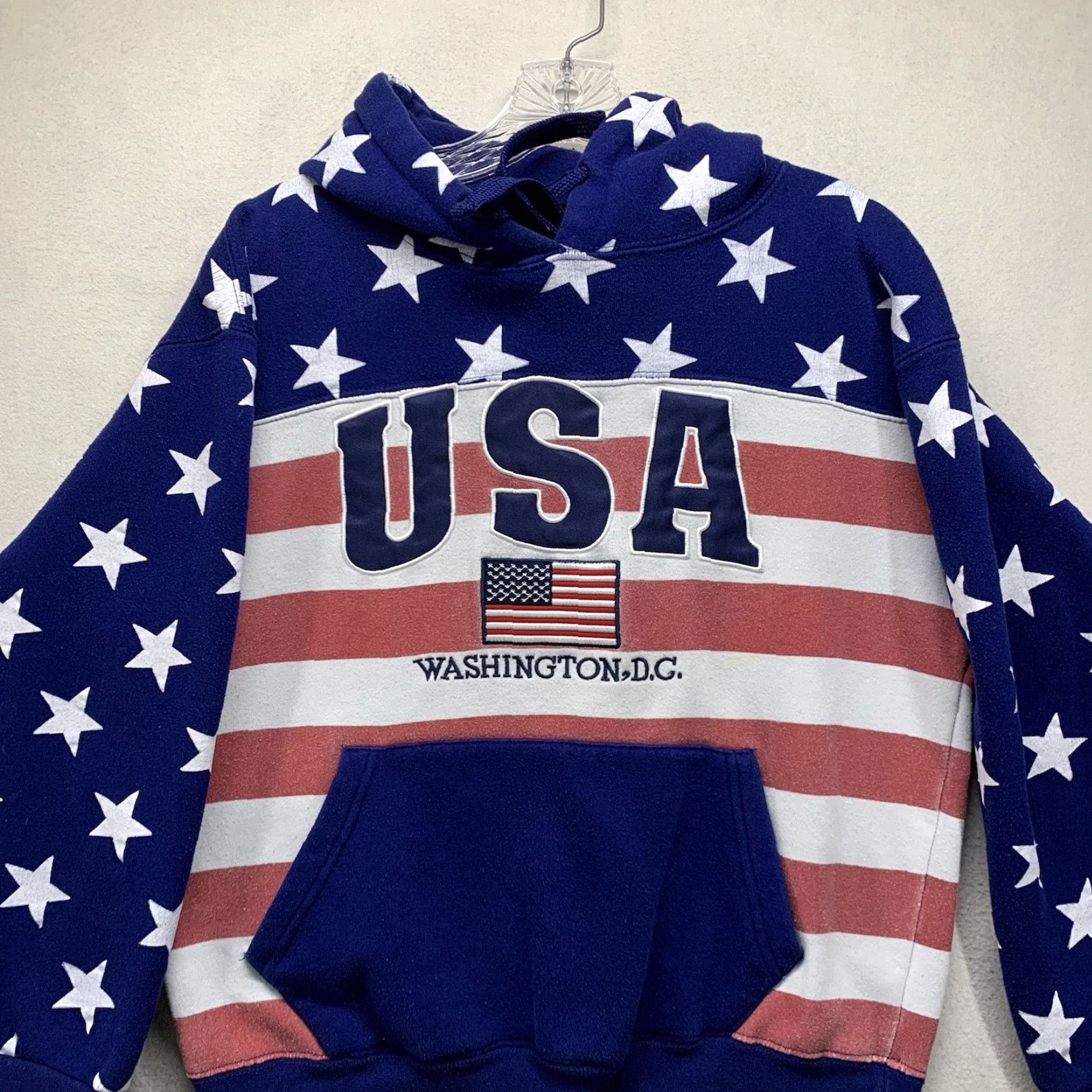 Vintage VINTAGE 90s Hoodie USA Flag Allover Print Joe’s Medium Mens Cotton Blend Fleece Pullover 80s 90s Graphic Size US M / EU 48-50 / 2 - 5 Thumbnail