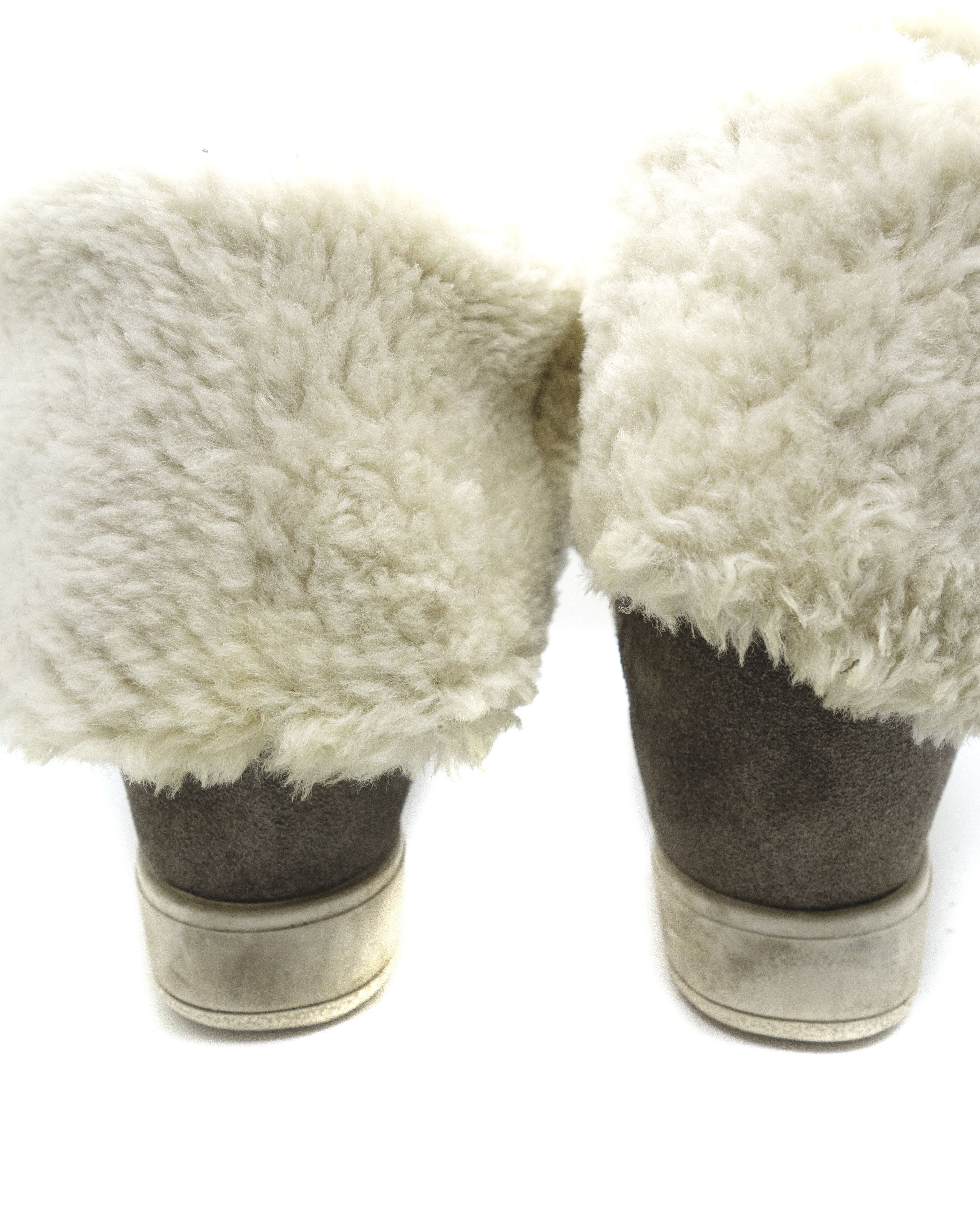 Prada Wedge Suede Sherpa High Boots Size US 9 / IT 39 - 4 Thumbnail