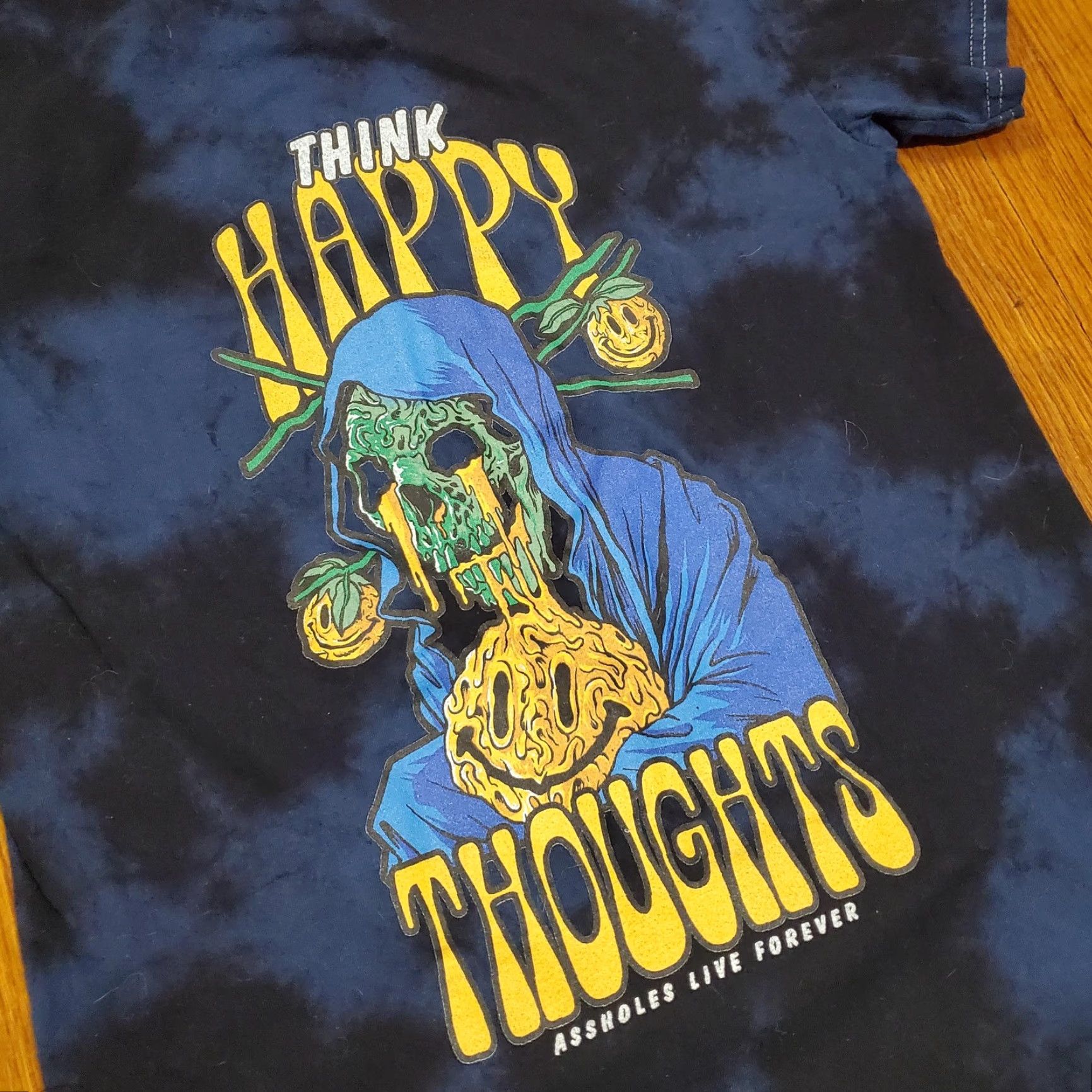 Vintage Assholes Live Forever Shirt Mens M Blue Think Happy Thoughts Graphic Tee Size US M / EU 48-50 / 2 - 2 Thumbnail