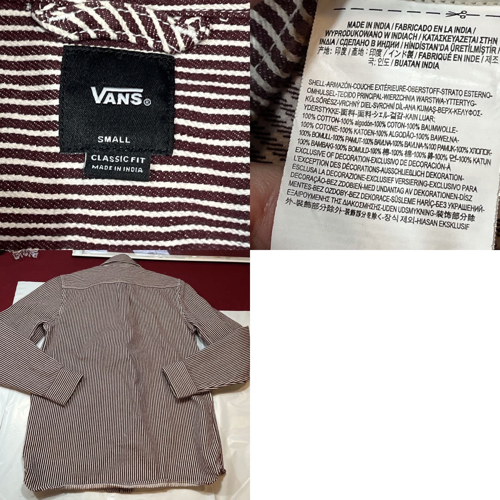 Vans VANS Red White Vertical Stripe Button-Up Shirt Heavy Cotton Long Sleeve Mens Size US S / EU 44-46 / 1 - 8 Thumbnail