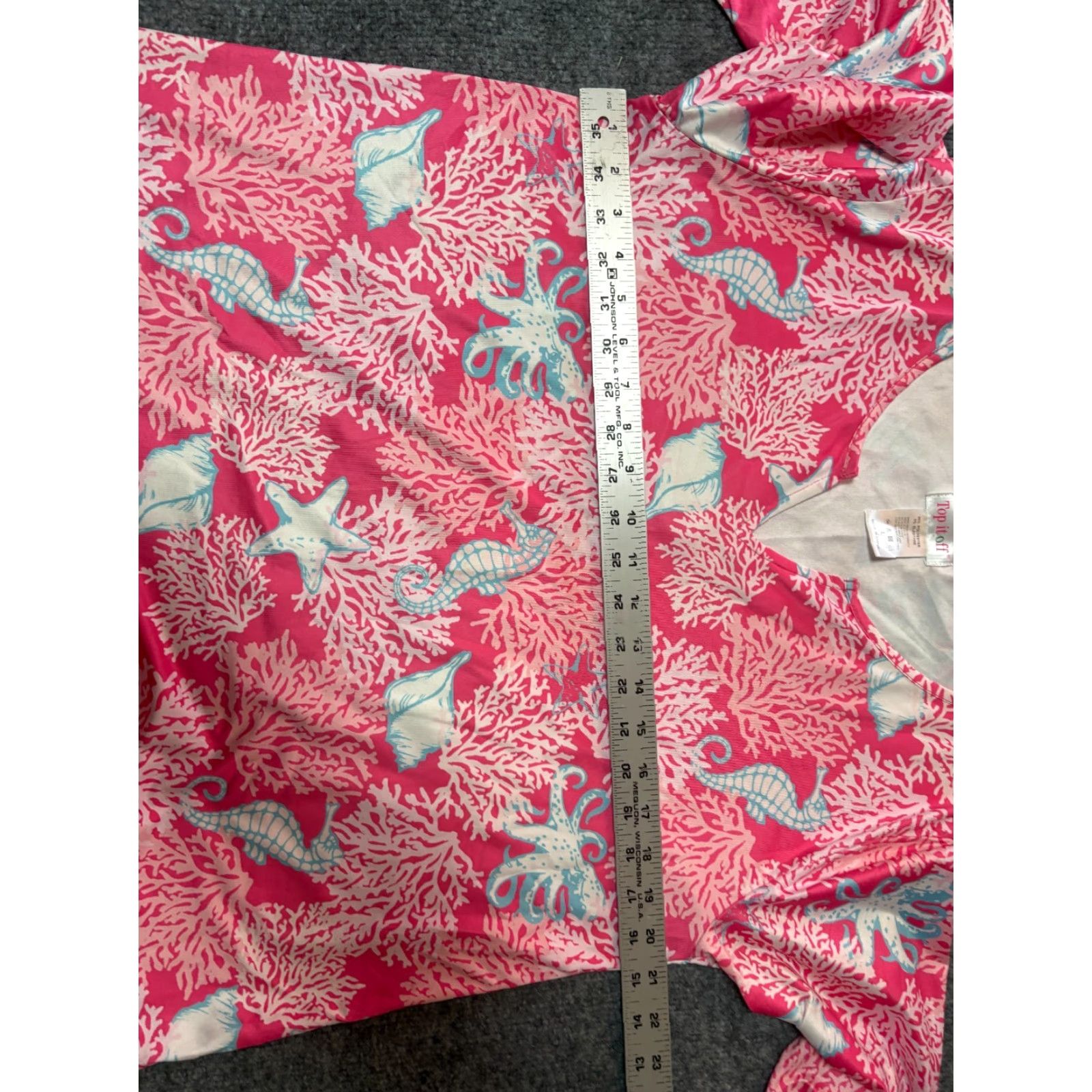 Vintage Top It Off Top Womens Large Pink Sea Ocean Coral Seahorse Long Sleeve Blouse Tunic Casual V-Neck Pullover Polyester Summer Spring Mens? Wait. Size L / US 10 / IT 46 - 4 Thumbnail