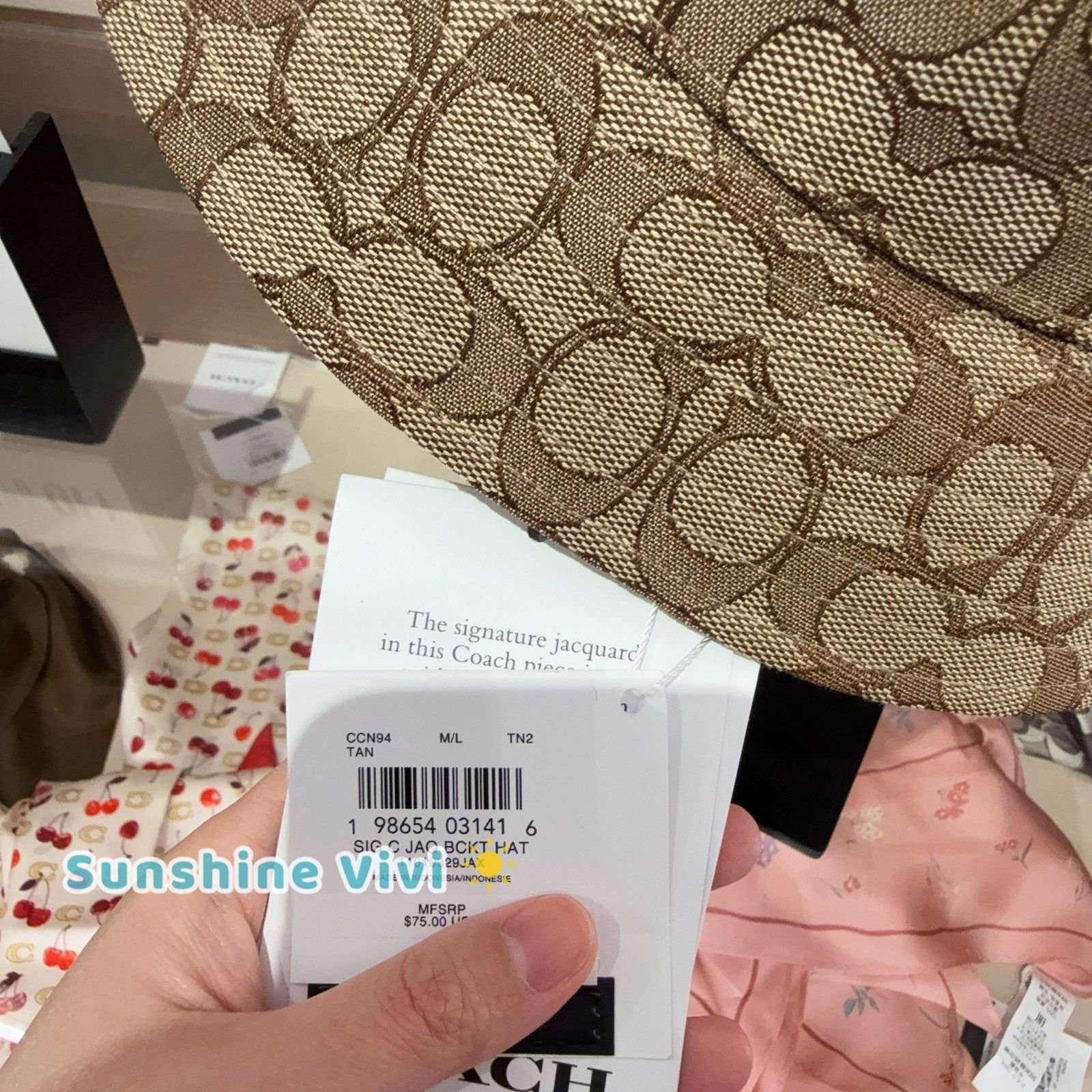 Coach NWT Coach Unisex Signature Designer Bucket Hat CCN94 Tan m/l Size ONE SIZE - 3 Thumbnail