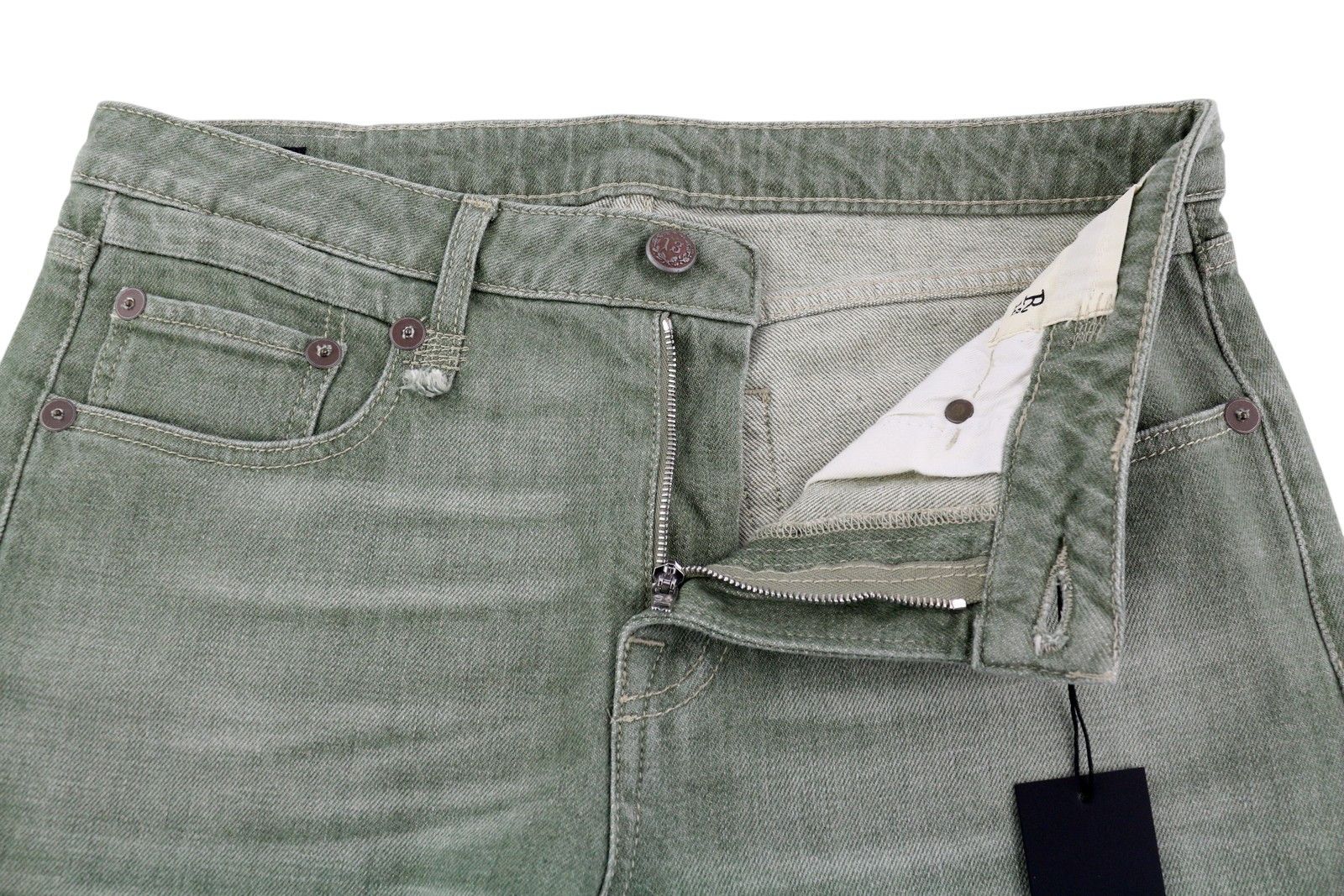 R13 BOY STRAIGHT 30 Cropped Army Green Stretch 84482 Size 30" / US 8 / IT 44 - 5 Thumbnail