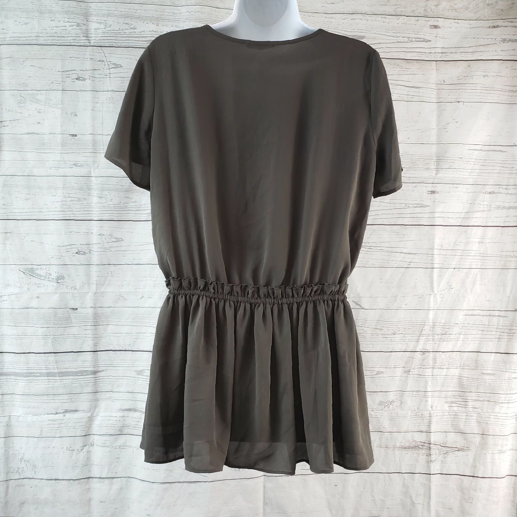 Vintage Pleione Womens Blouse Shirt XS Gray Short Sleeve Peplum Solid Size XS / US 0-2 / IT 36-38 - 4 Thumbnail