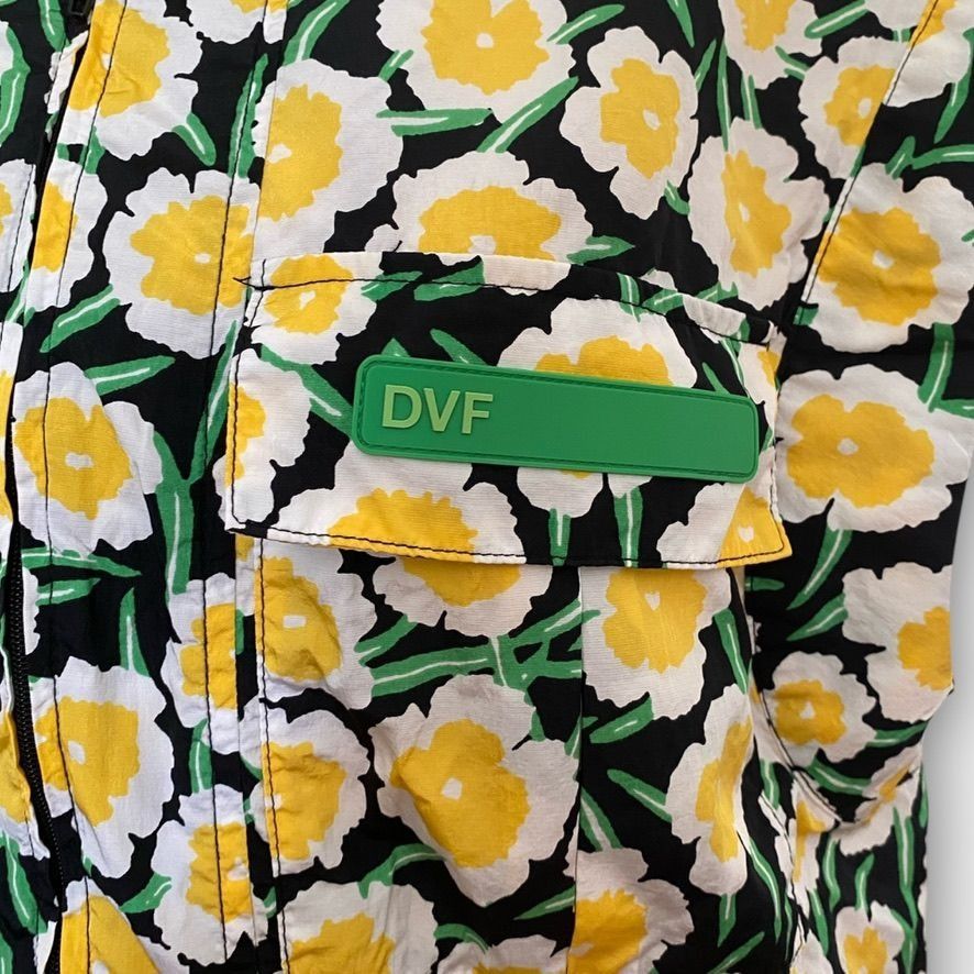 Diane von Furstenberg DVF Nylon Yellow Floral Short Sleeve Hooded Vest XS Size XS / US 0-2 / IT 36-38 - 4 Thumbnail