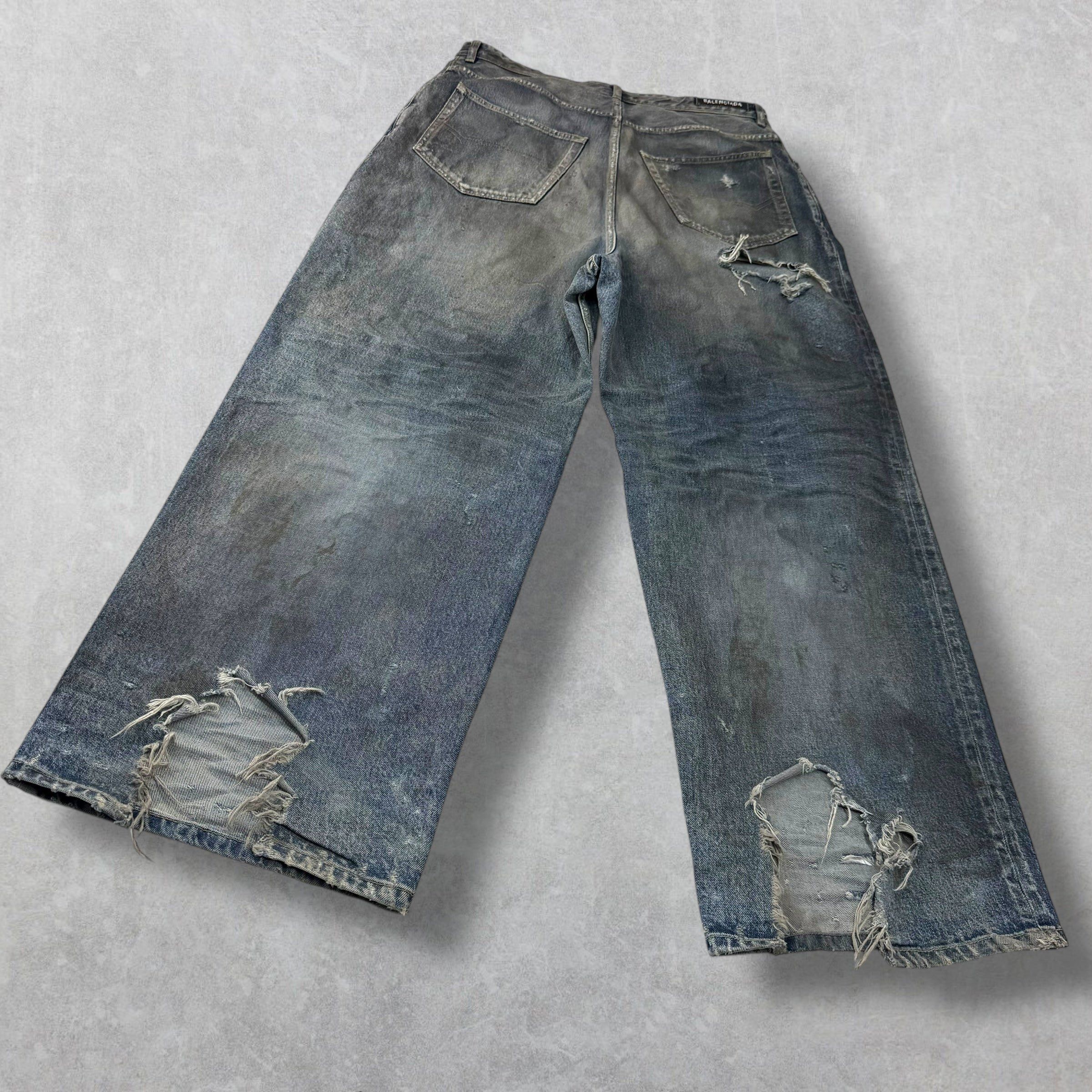 Balenciaga Balenciaga Baggy Distressed Blue Washed Denim 32 Size US 32 / EU 48 - 6 Thumbnail