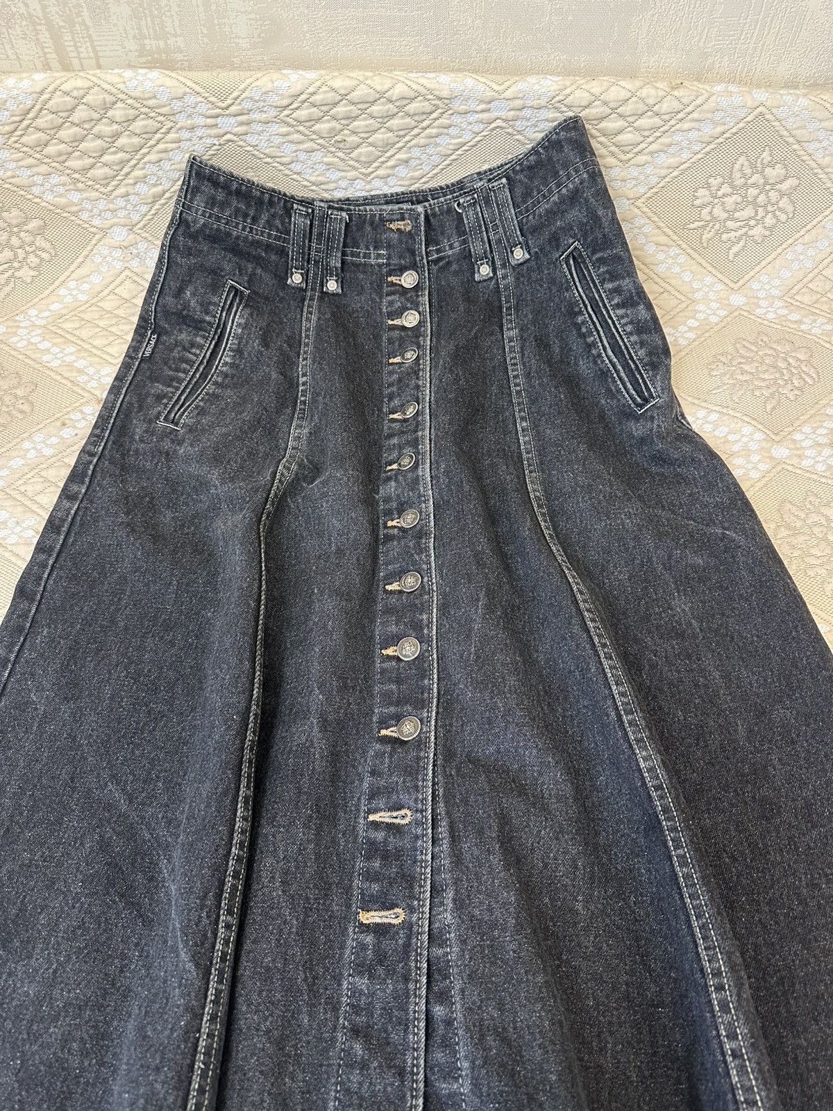 Versace Jeans Couture 🔥 Versace Jeans Couture RARE Maxi Denim Skirt Heavy Cotton Size 33" - 2 Thumbnail