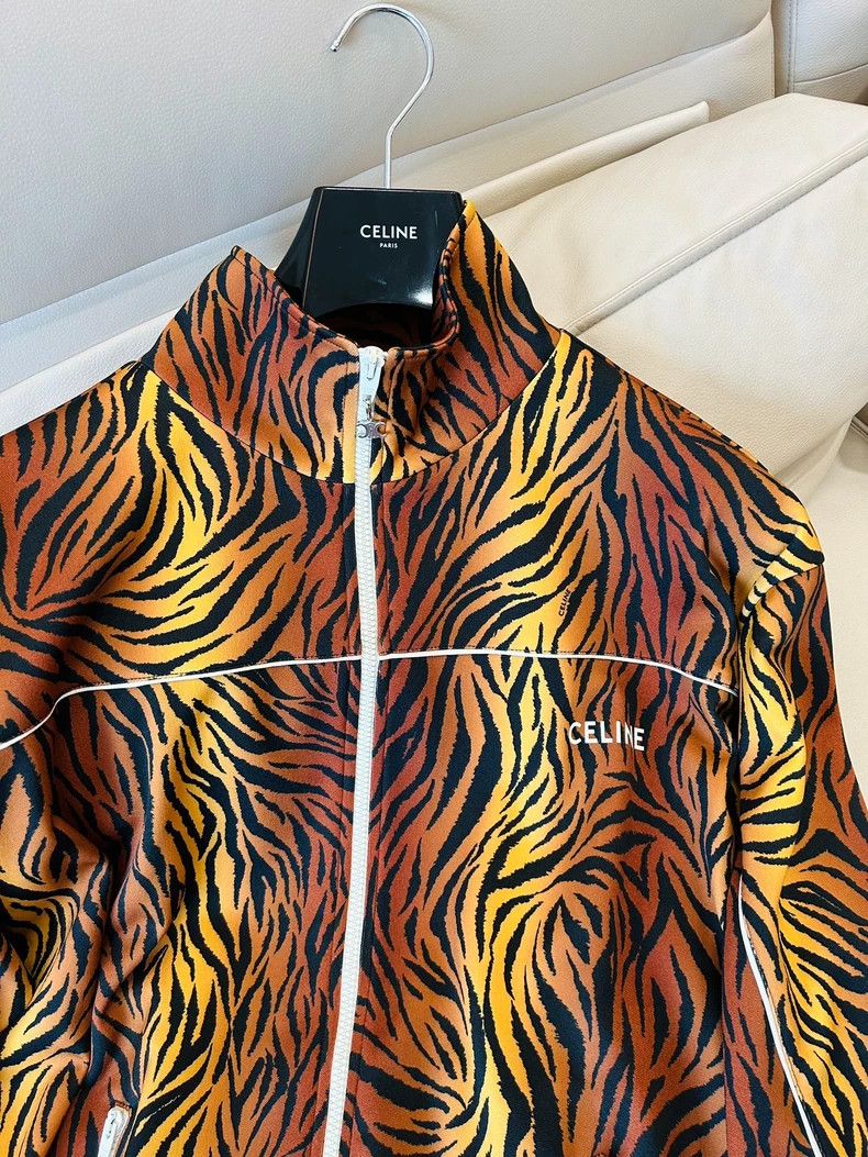 Celine CELINE Tiger print plain knit double-sided loose collar Le Size L / US 10 / IT 46 - 4 Thumbnail