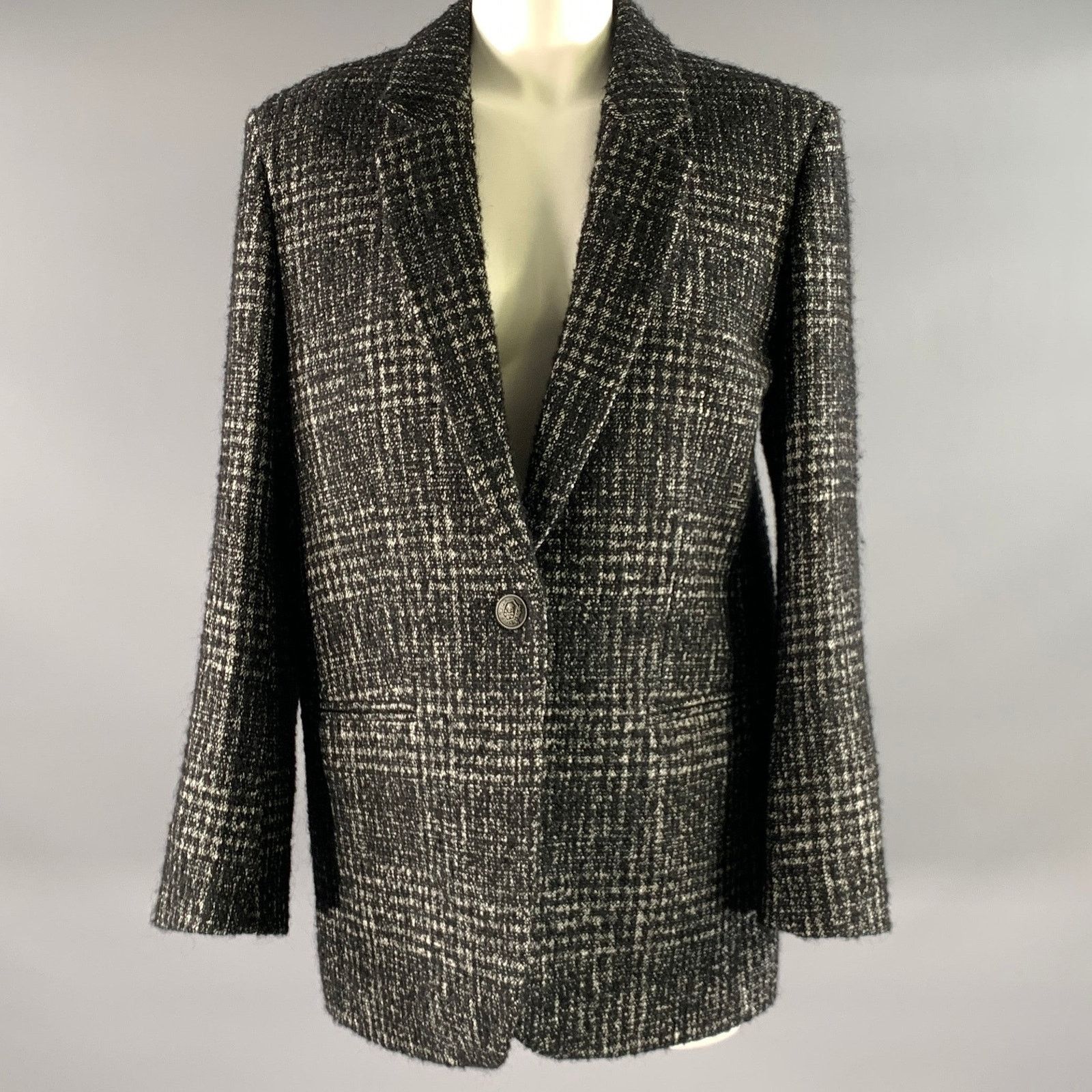 The Kooples THE KOOPLES Size 6 Black White Wool Blend Notch Lapel Jacket Size M / US 6-8 / IT 42-44 - 1 Thumbnail