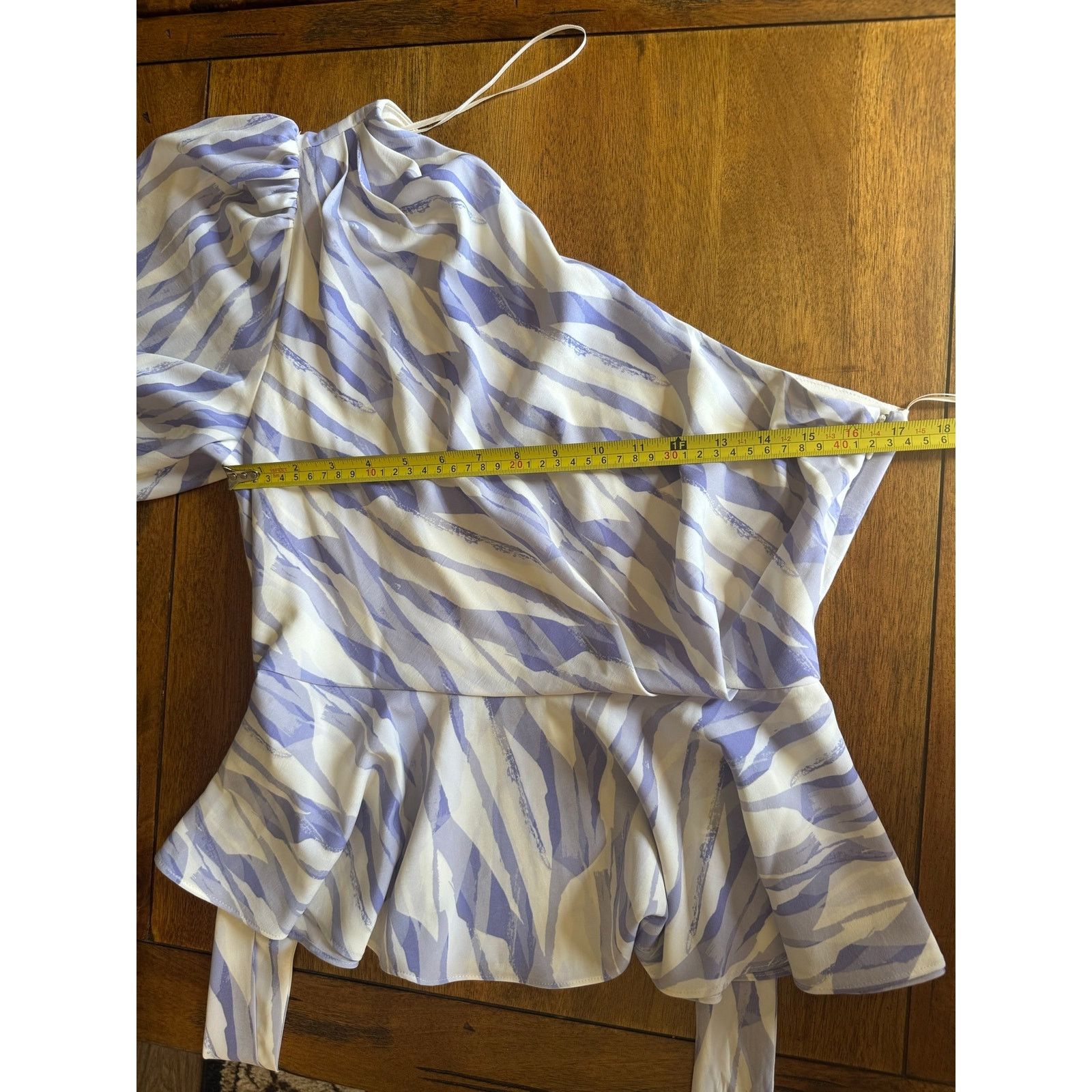 Nine West Nine West One Shoulder Blouse Lavender Zebra Print Peplum L Size L / US 10 / IT 46 - 6 Thumbnail