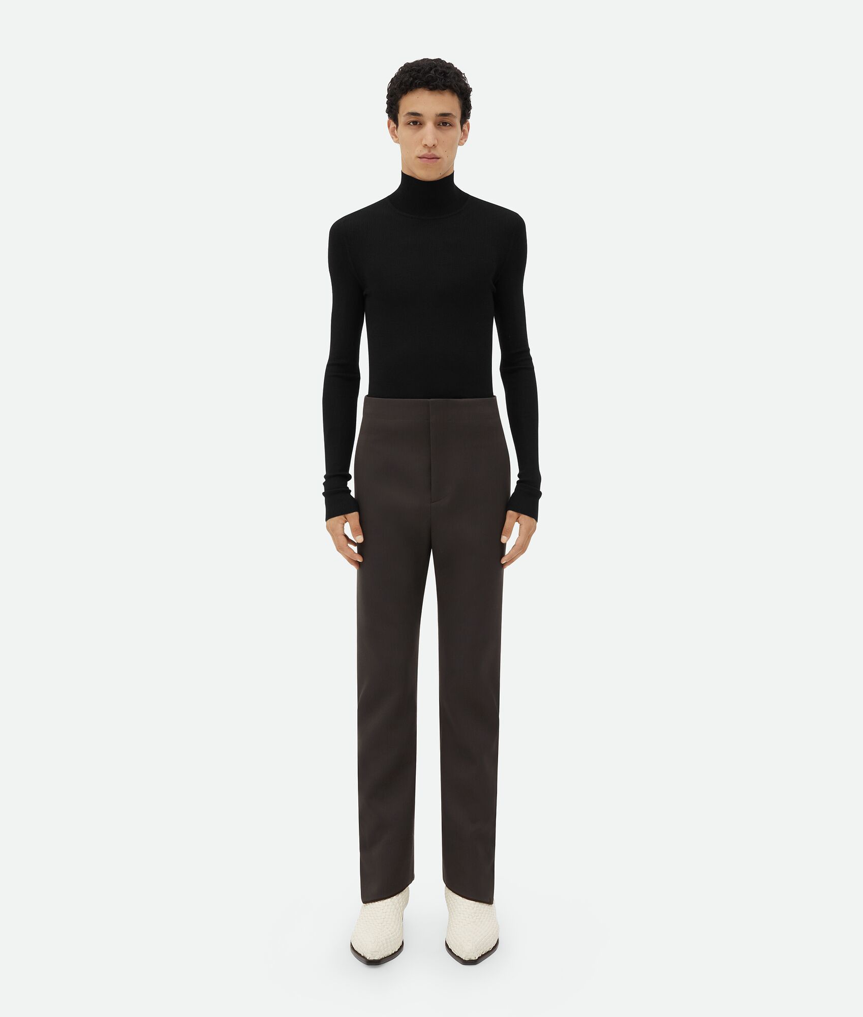 o1loc1c0324 716707 Wool Flannel Trousers in Kale