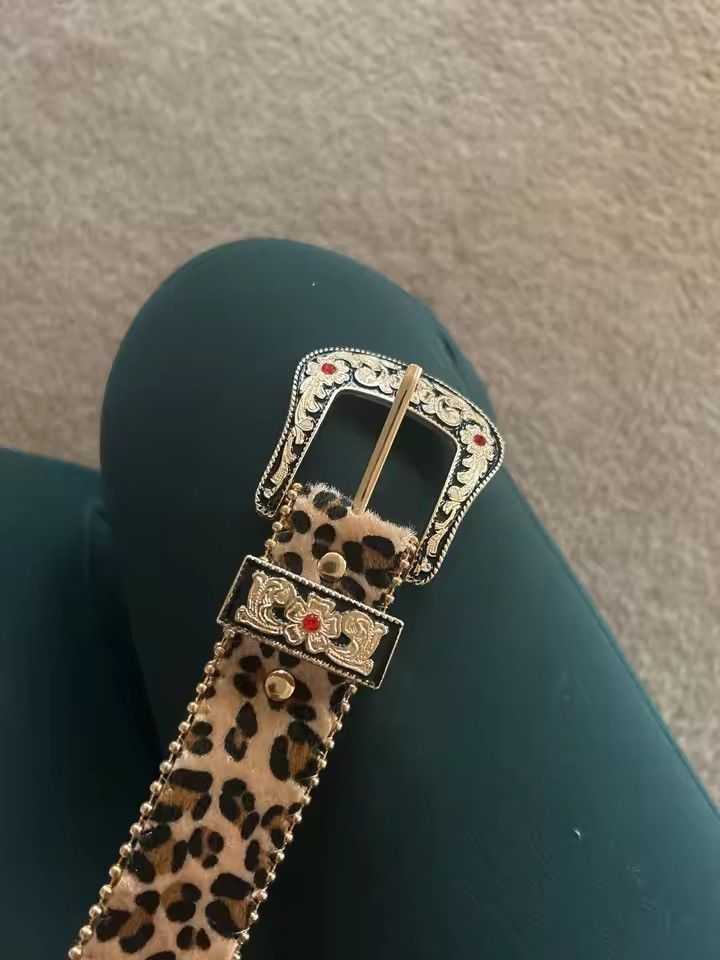 Japanese Brand Cheetah leopard print belt 112 cm Size 36 - 7 Thumbnail