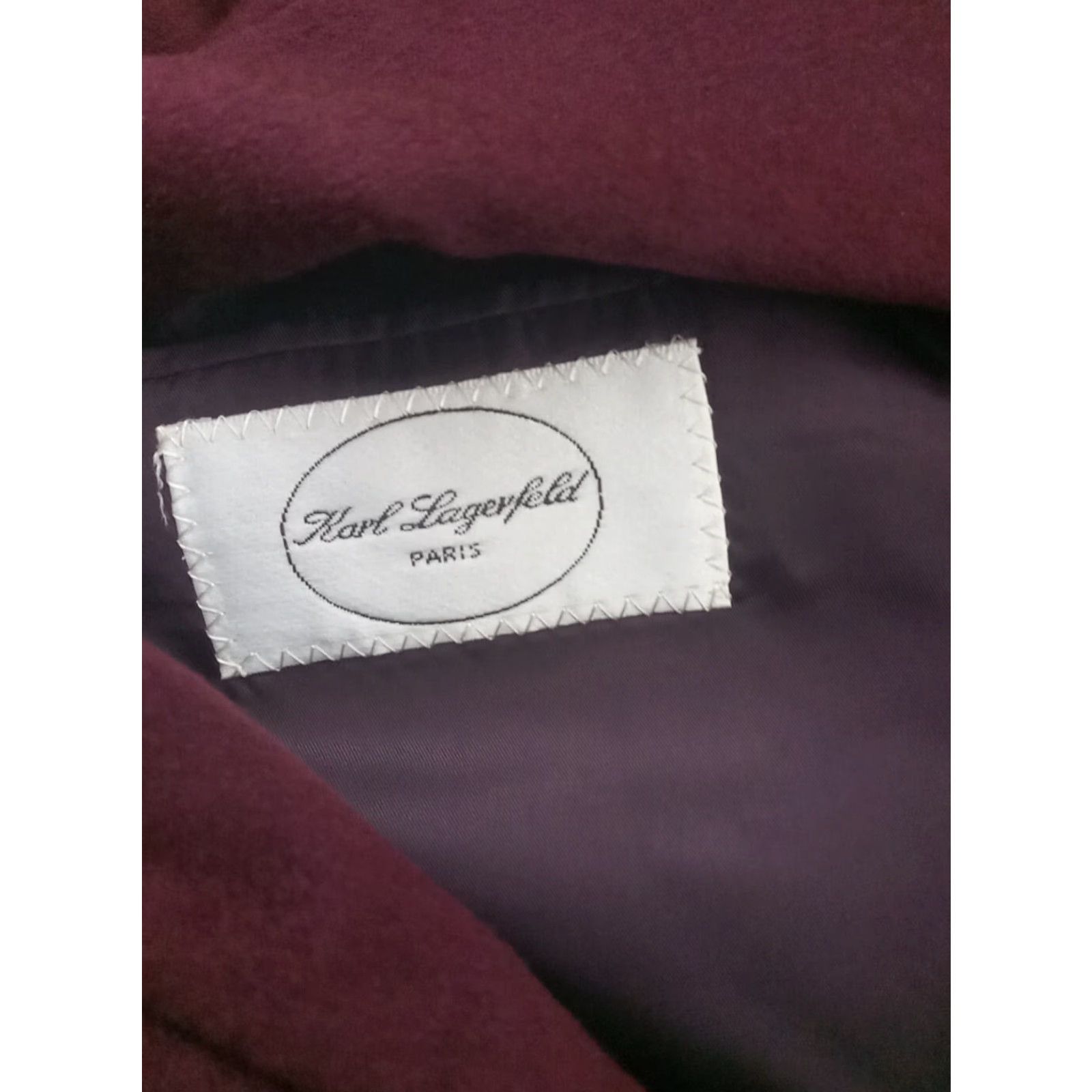 VINTAGE Karl Lagerfield Syd Jerome Cashmere Blazer Suit Jacket Size 40 R Burgundy