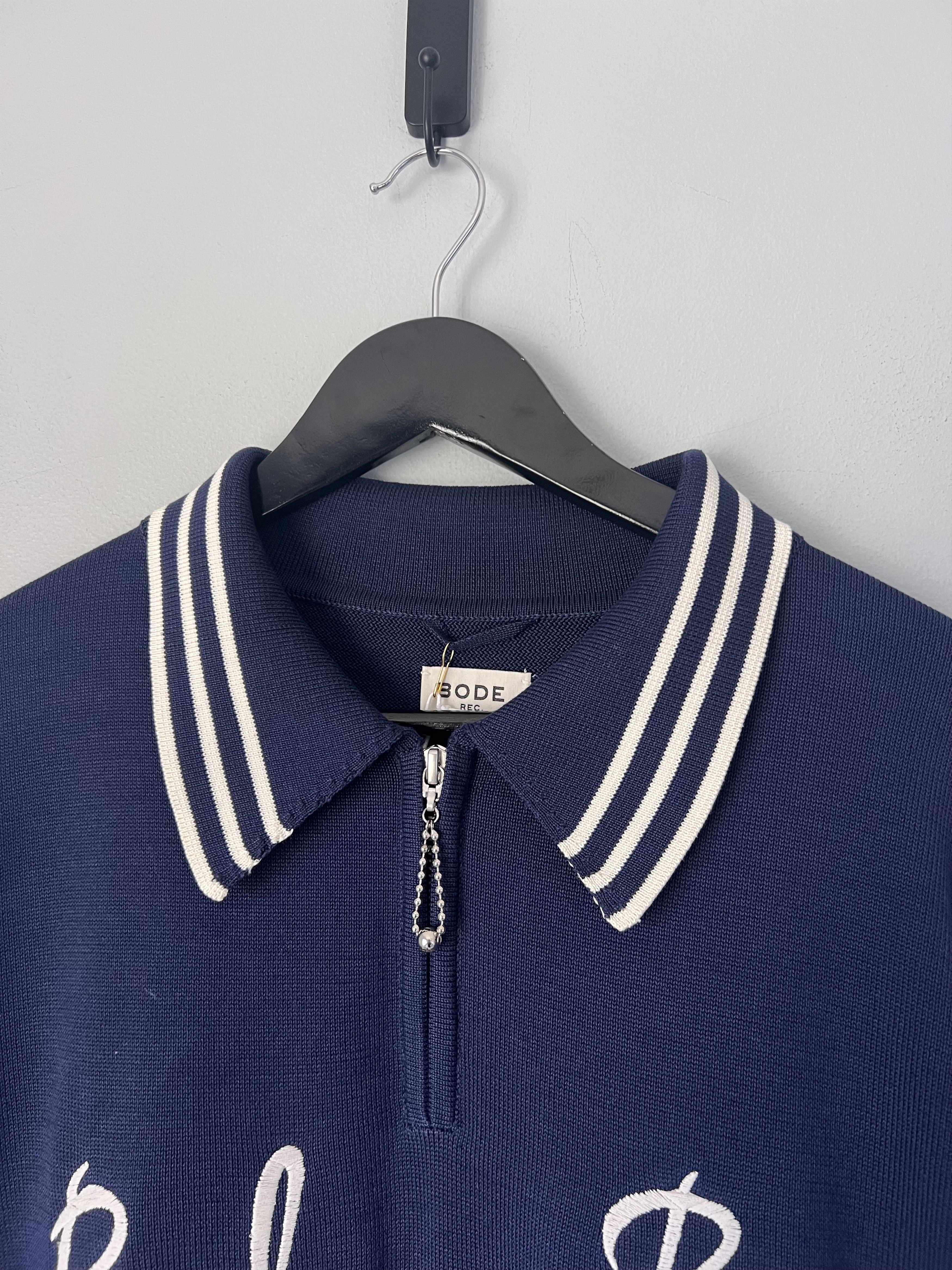 Bode Bode Club Long Sleeve Polo in Navy Size US XL / EU 56 / 4 - 2 Thumbnail