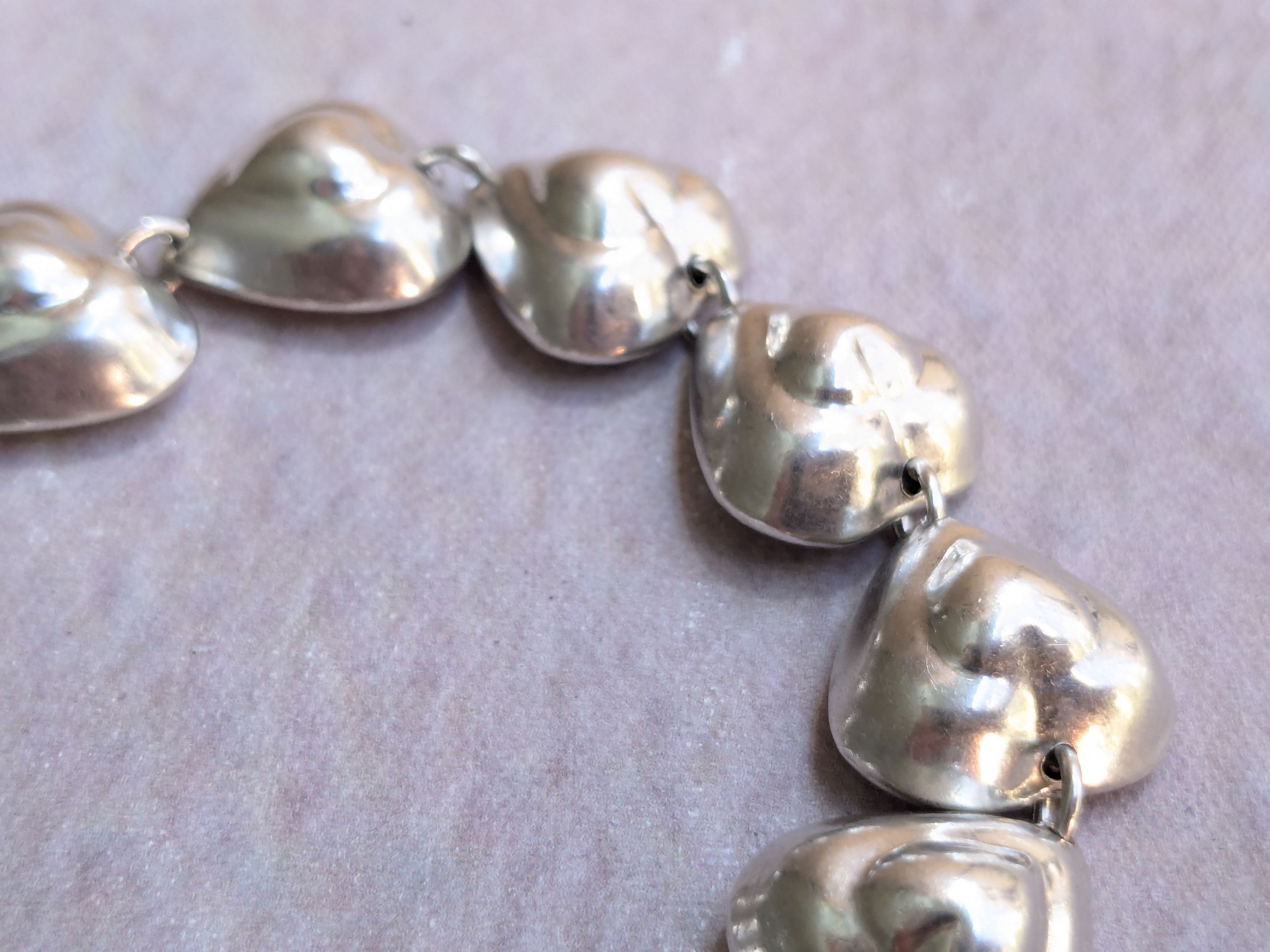 Jewelry Vintage Taxco Sterling Silver Heart Bracelet Y2K 7.5" Size ONE SIZE - 5 Thumbnail