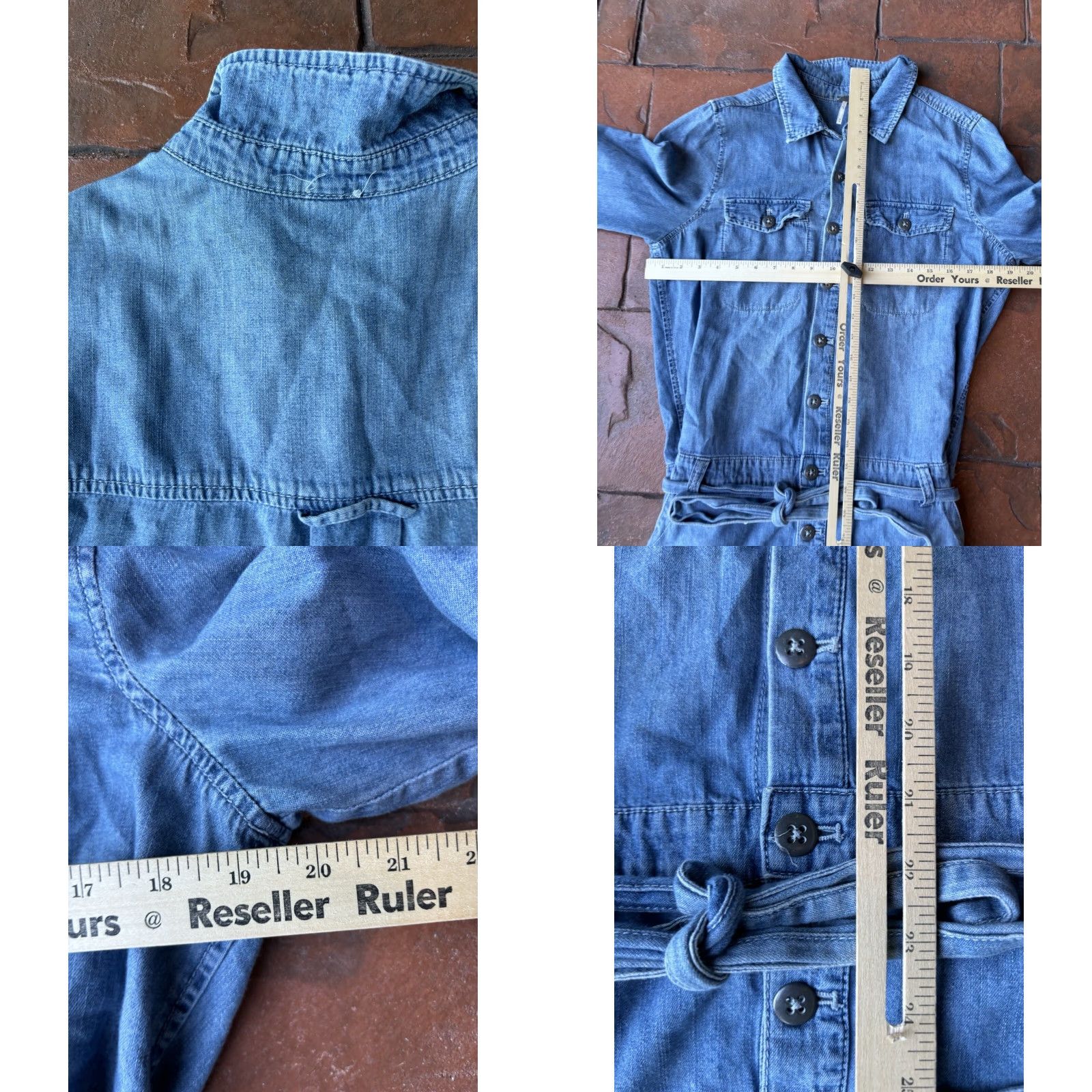 Free People Free People Denim Romper Women Medium Blue Jean Long Sleeve Utility Size M / US 6-8 / IT 42-44 - 8 Thumbnail