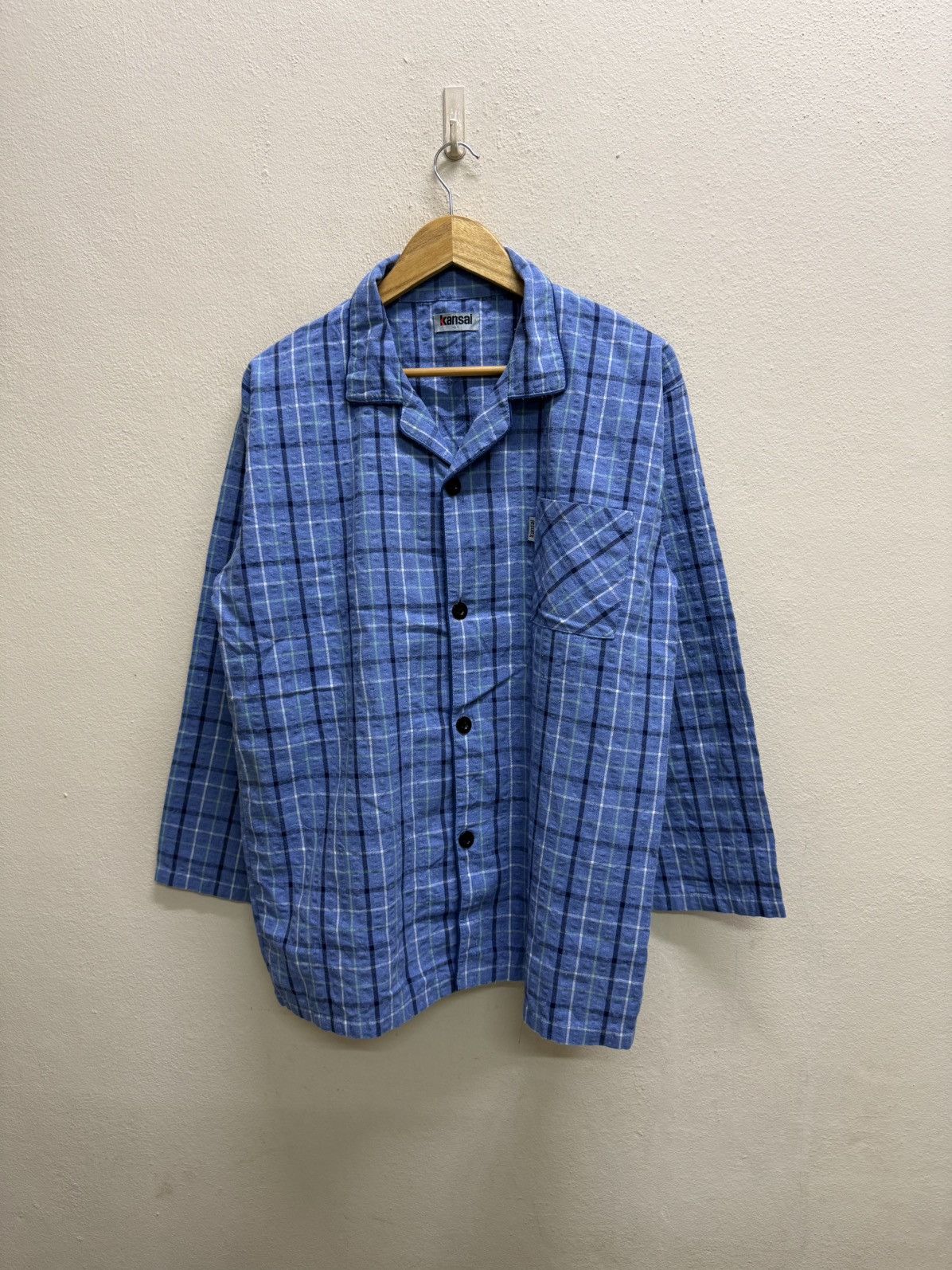 Kansai Yamamoto Kansai Bule Plaid Cotton Flannel pyjama Button Up Size US L / EU 52-54 / 3 - 15 Thumbnail