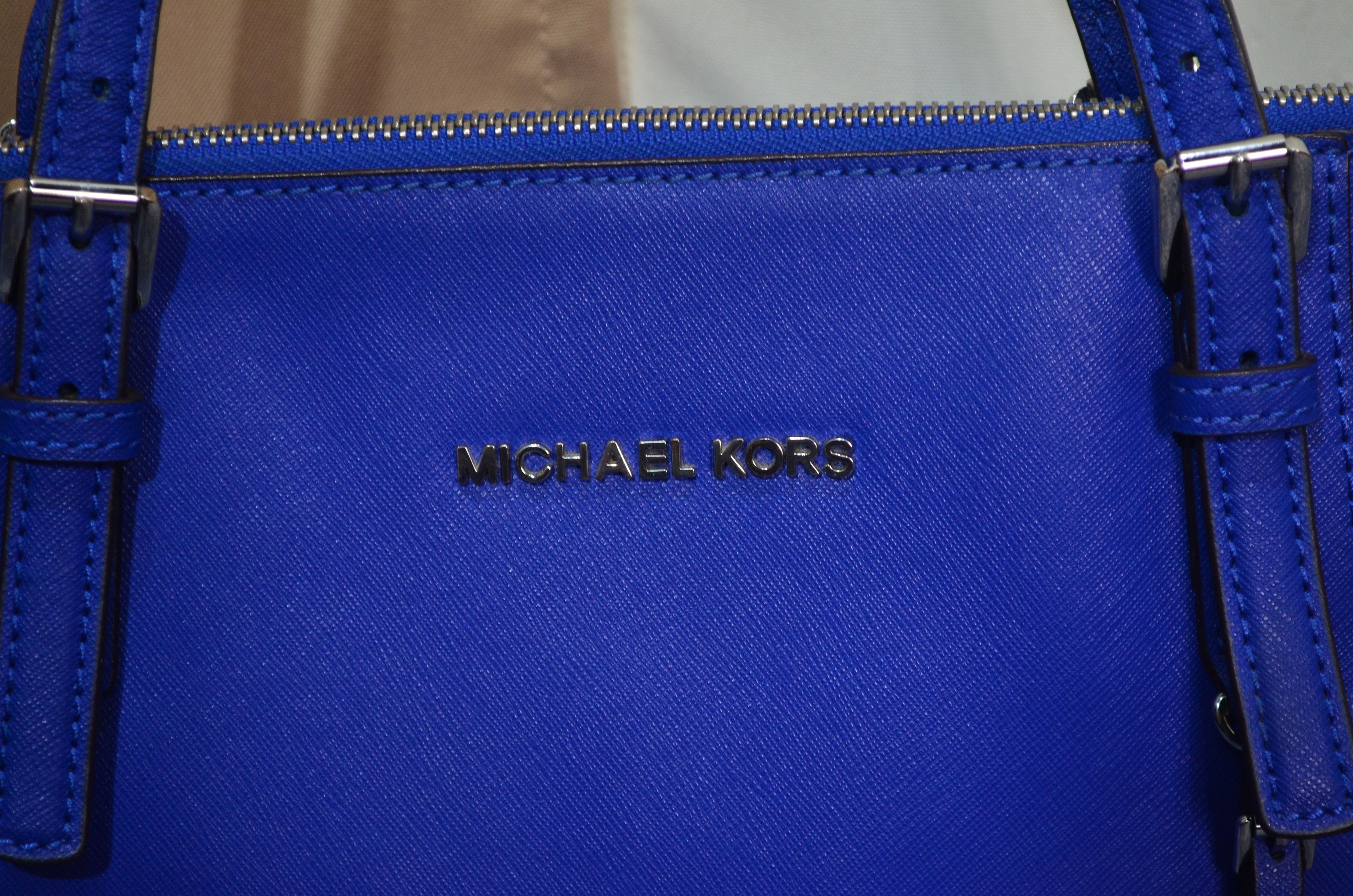 Michael Kors Blue Leather Tote Bag