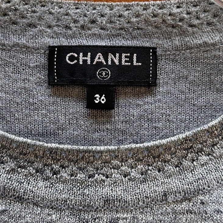 Chanel Chanel Knit Sweater, Grey Silver Shiny Fabric K26WX Size XS / US 0-2 / IT 36-38 - 5 Thumbnail