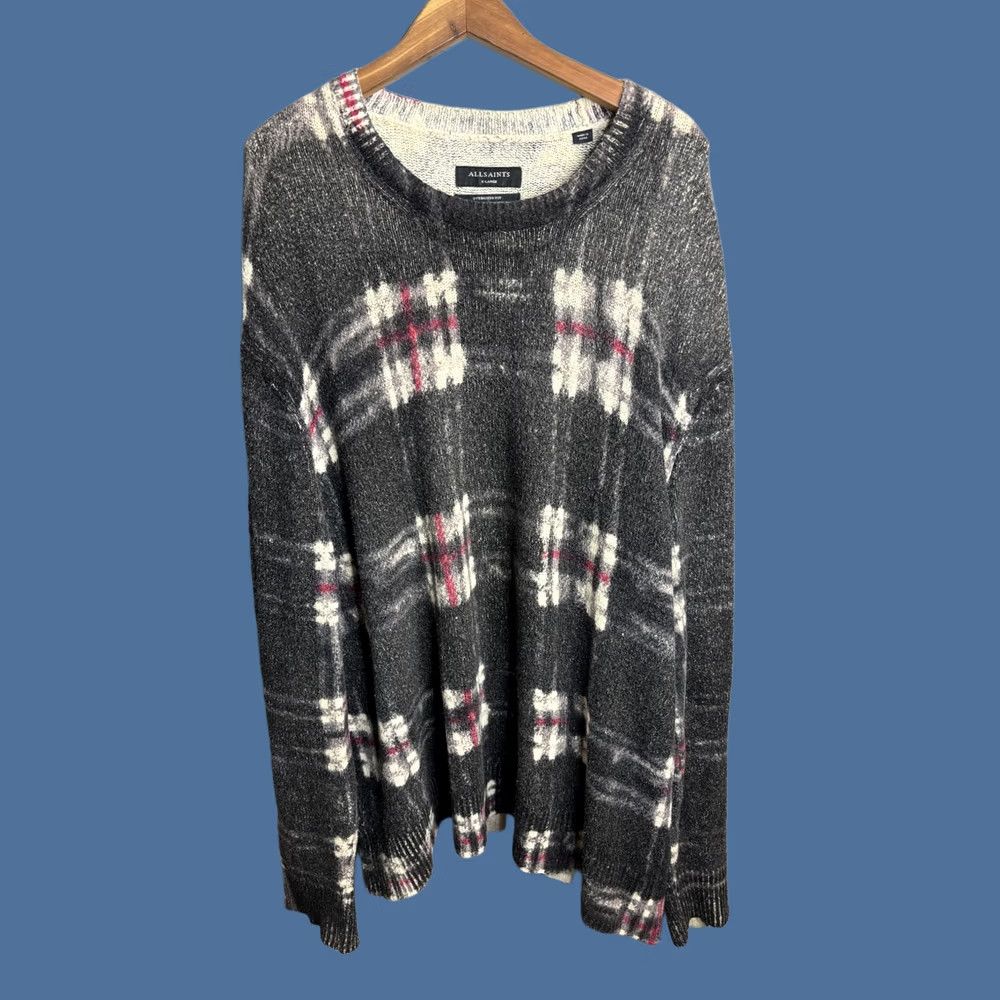 Allsaints AllSaints Sweater Womens XL Gray Plaid Oversized Crew Neck Knit Pullover Size XL / US 12-14 / IT 48-50 - 1 Thumbnail